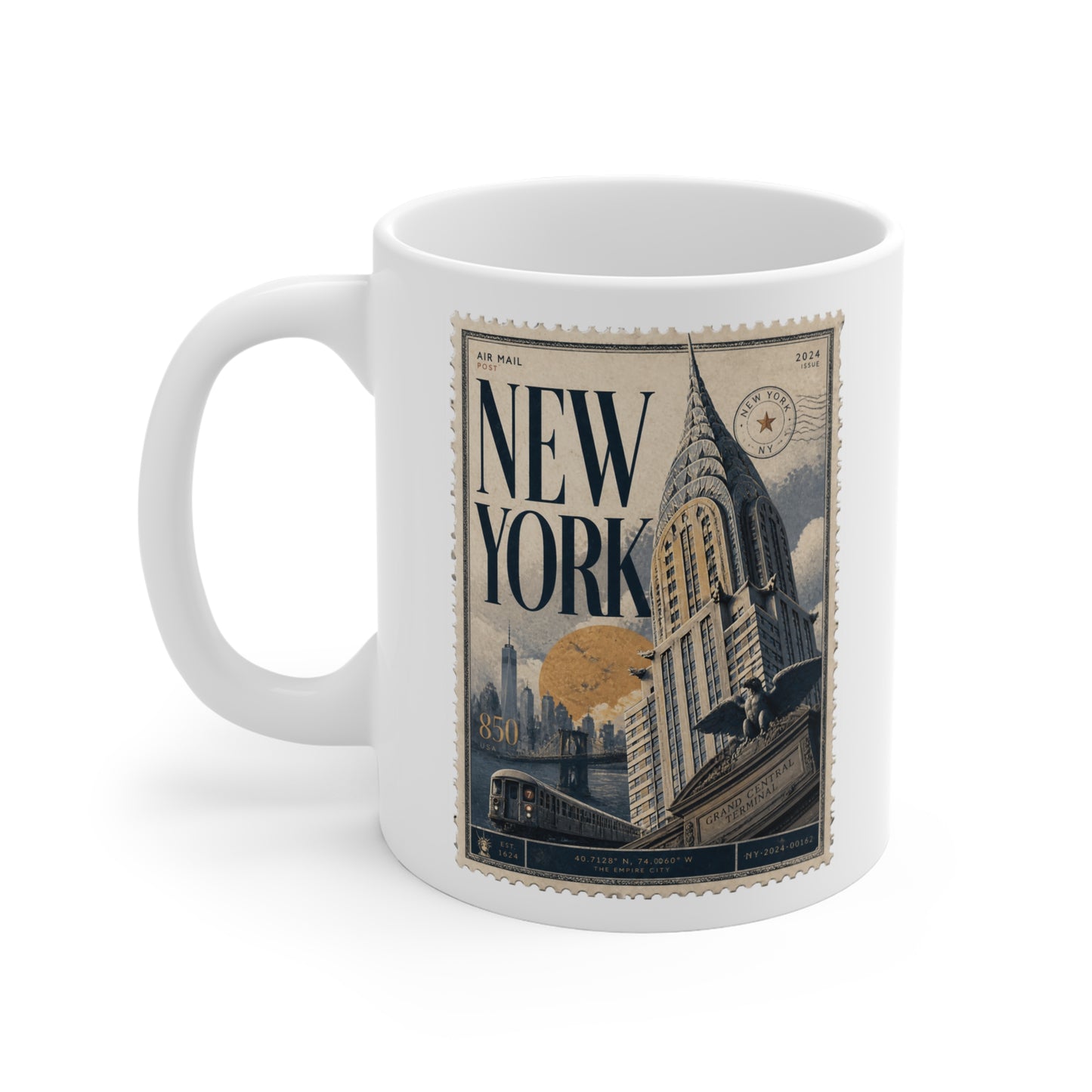 New York Vintage Travel Stamp Mug – 11oz
