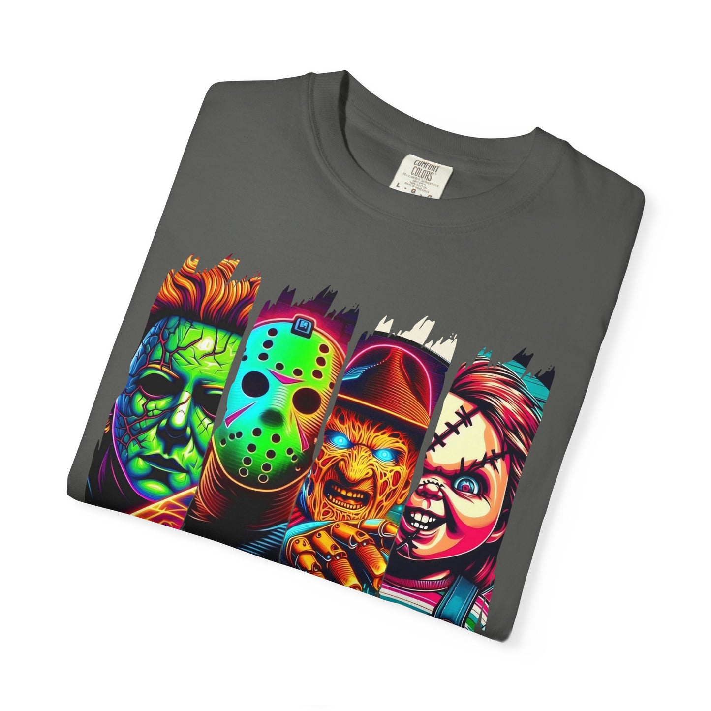 Horror Icons "Friends" T‑Shirt — Neon Retro Slasher Graphic Tee