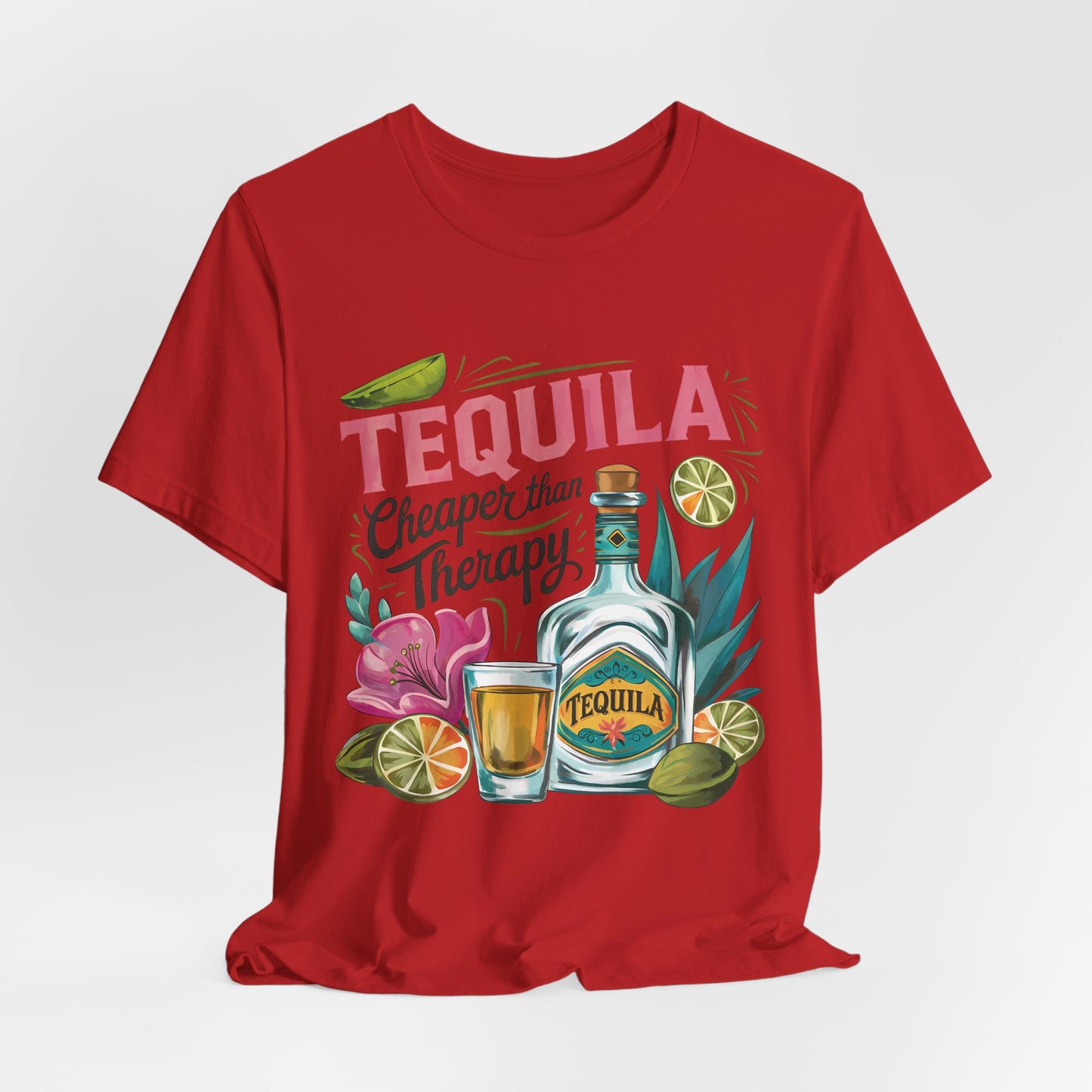 Tequila – “Cheaper than Therapy" Graphic tee - Black font