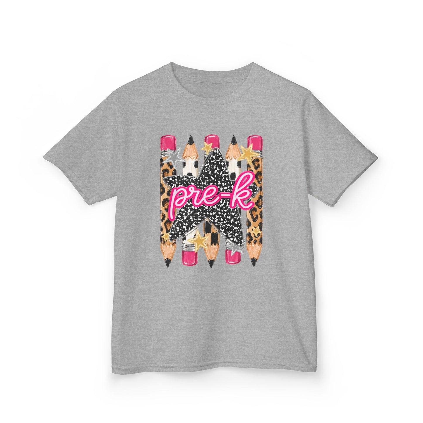 Pre-K Leopard Pencil Kids Tee — Cute Back-to-School Shirt for Preschool Girls
