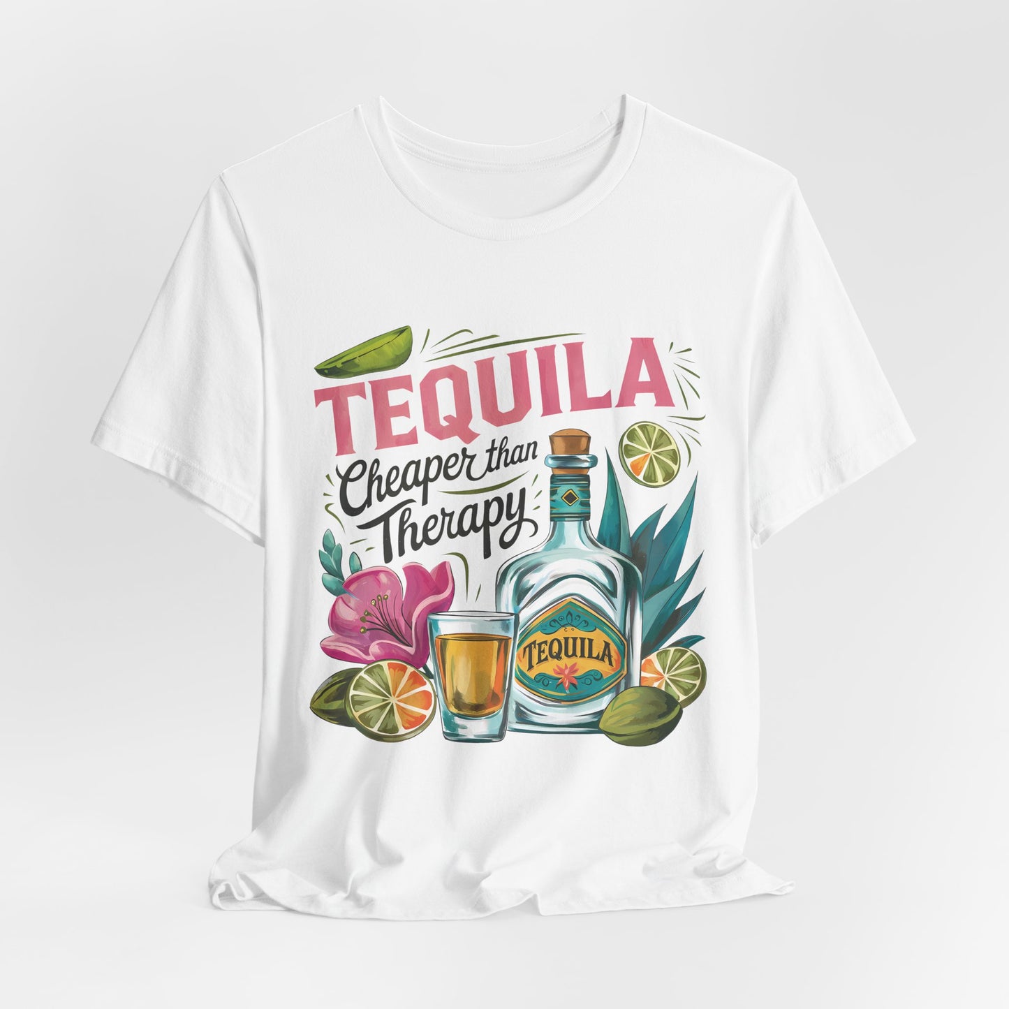 Tequila – “Cheaper than Therapy" Graphic tee - Black font