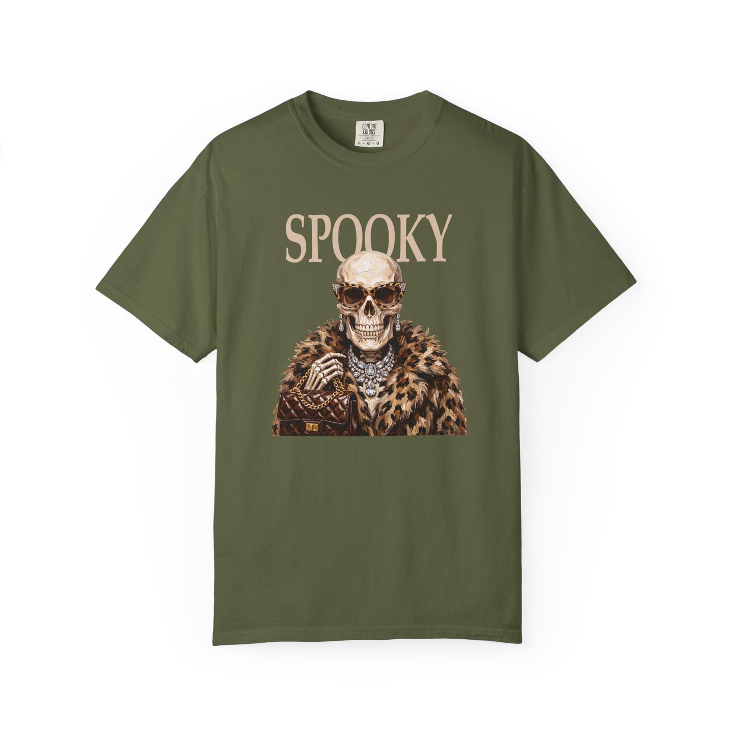 Spooky Skull Leopard  Graphic Tee - White font