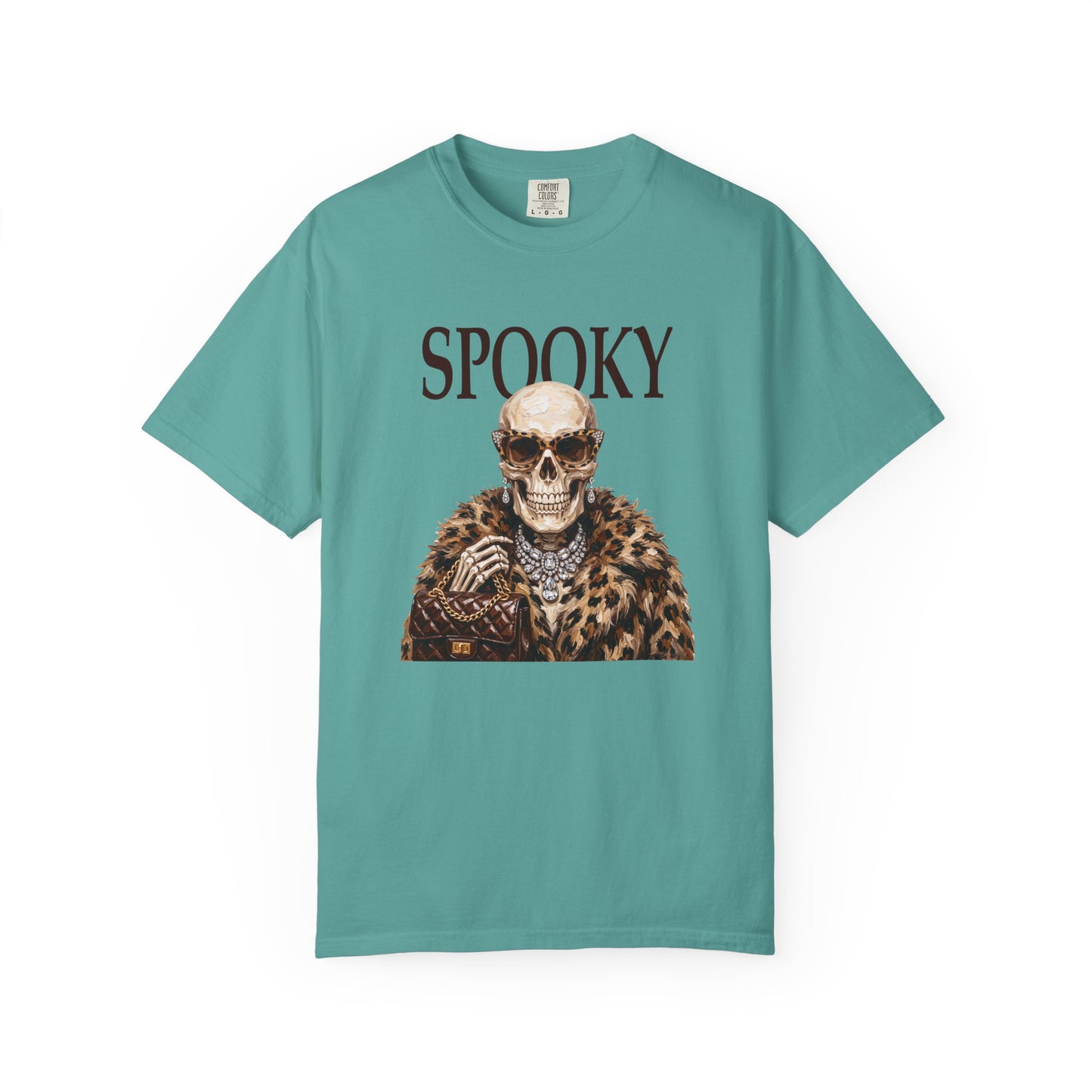 Spooky Skull Leopard  Graphic Tee - Black font
