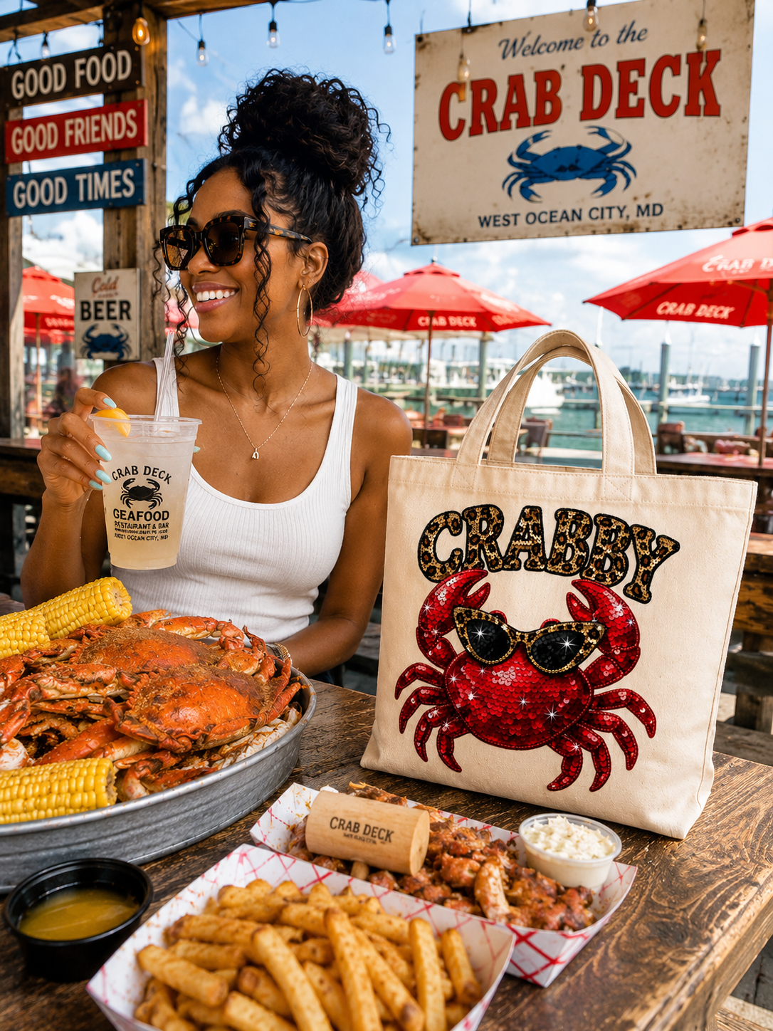 "Crabby" Glam Travel Canvas Tote Bag