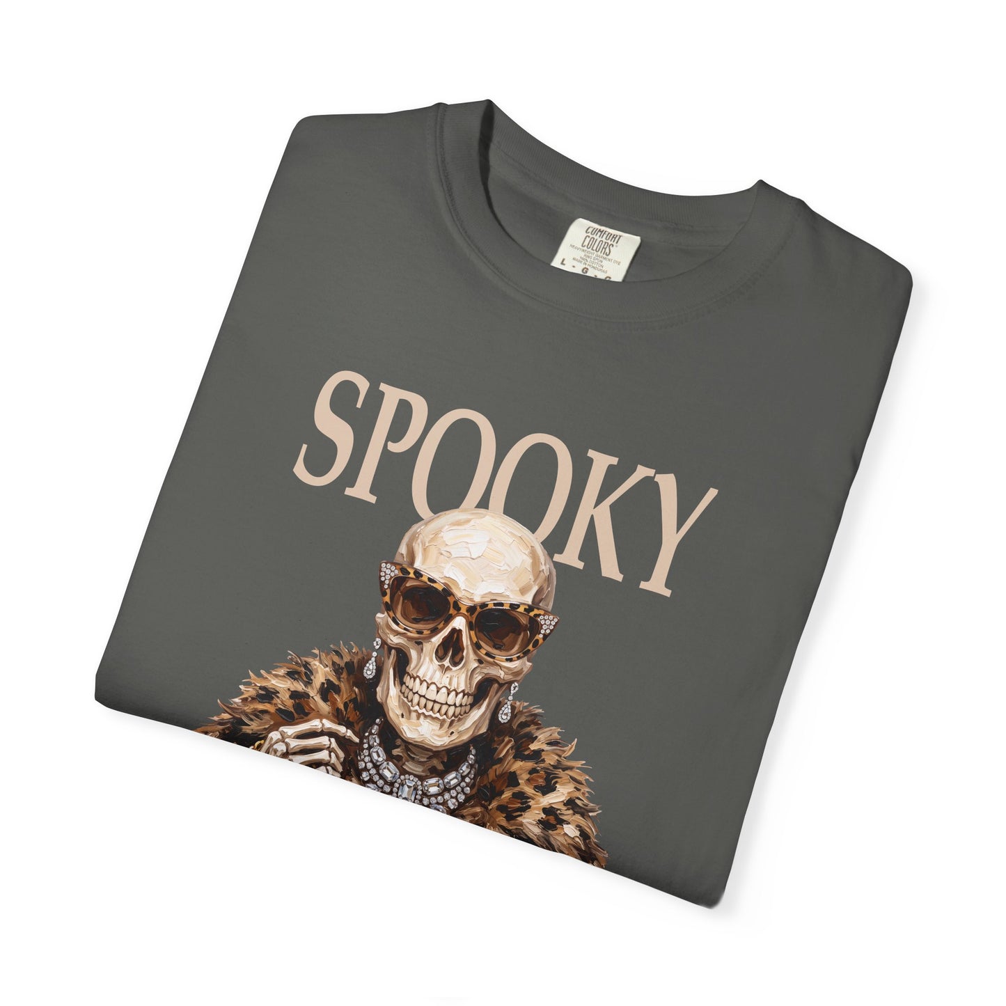 Spooky Skull Leopard  Graphic Tee - White font