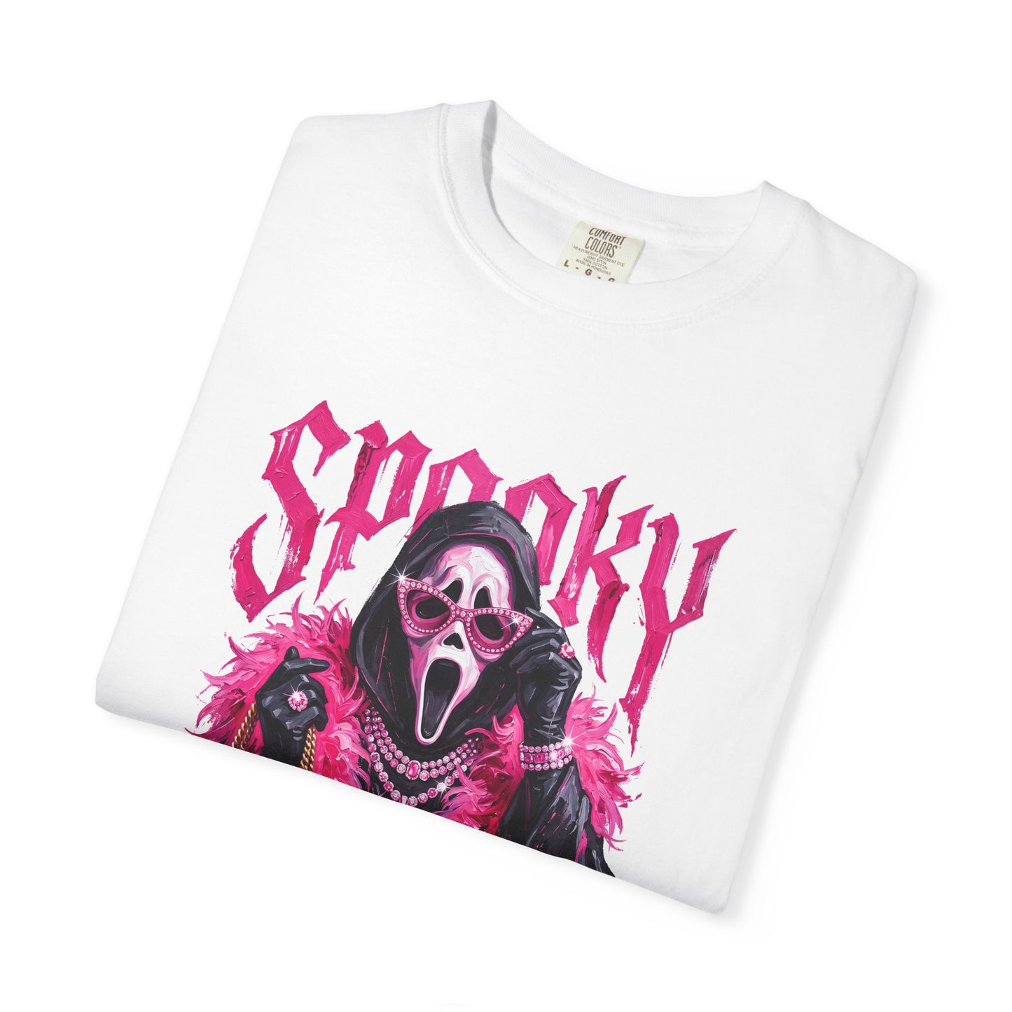 Spooky Pink Fur Ghostface Graphic T-Shirt