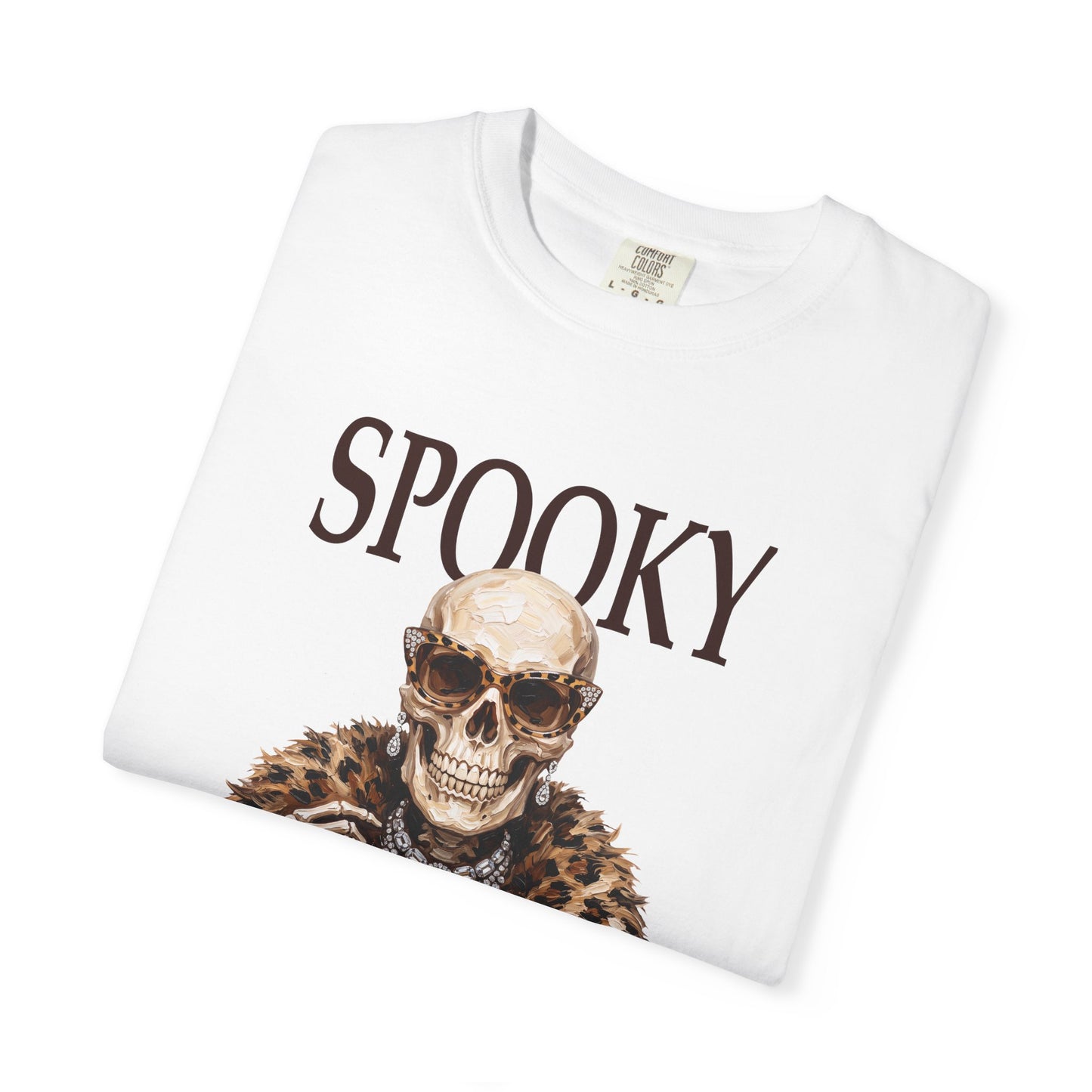 Spooky Skull Leopard  Graphic Tee - Black font