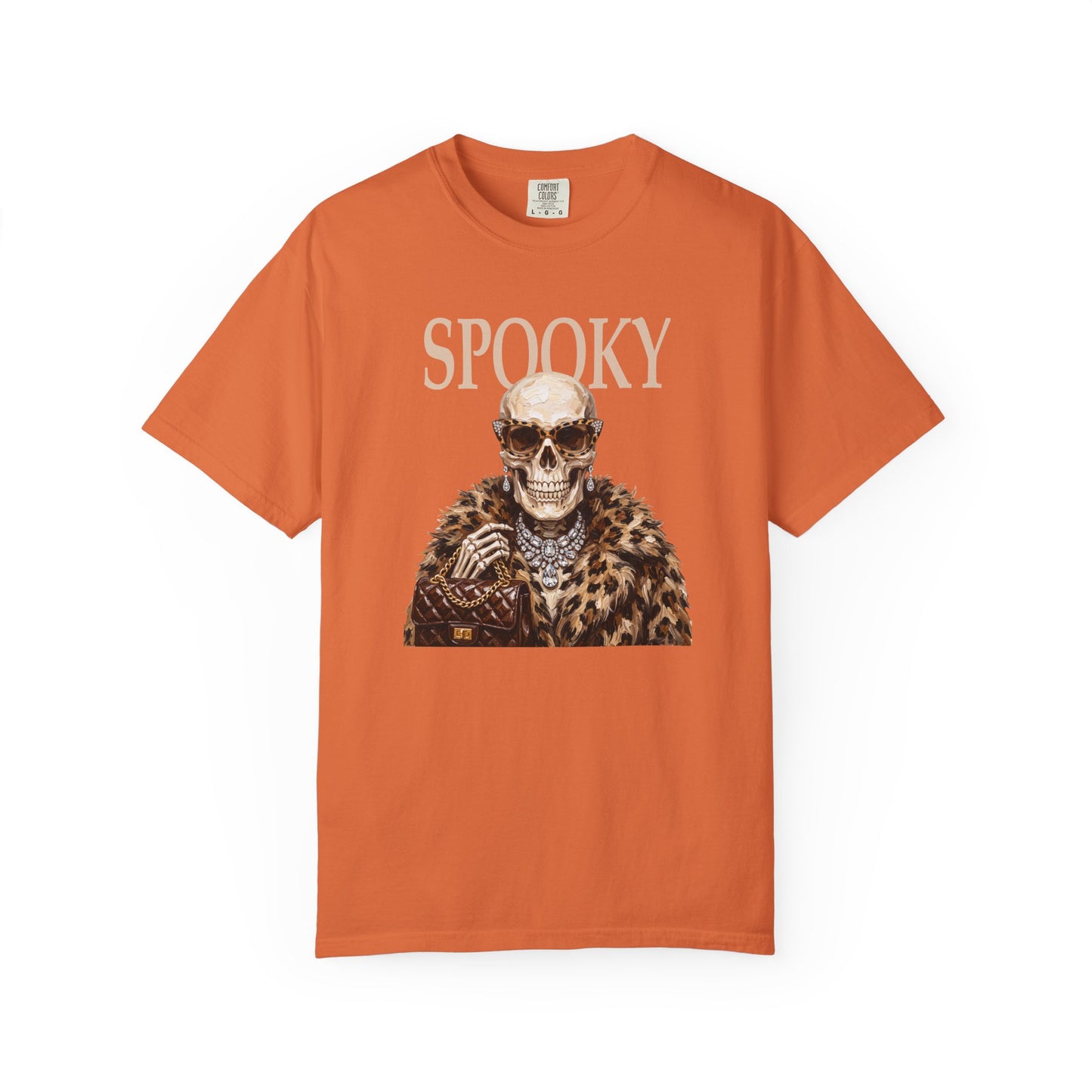 Spooky Skull Leopard  Graphic Tee - White font