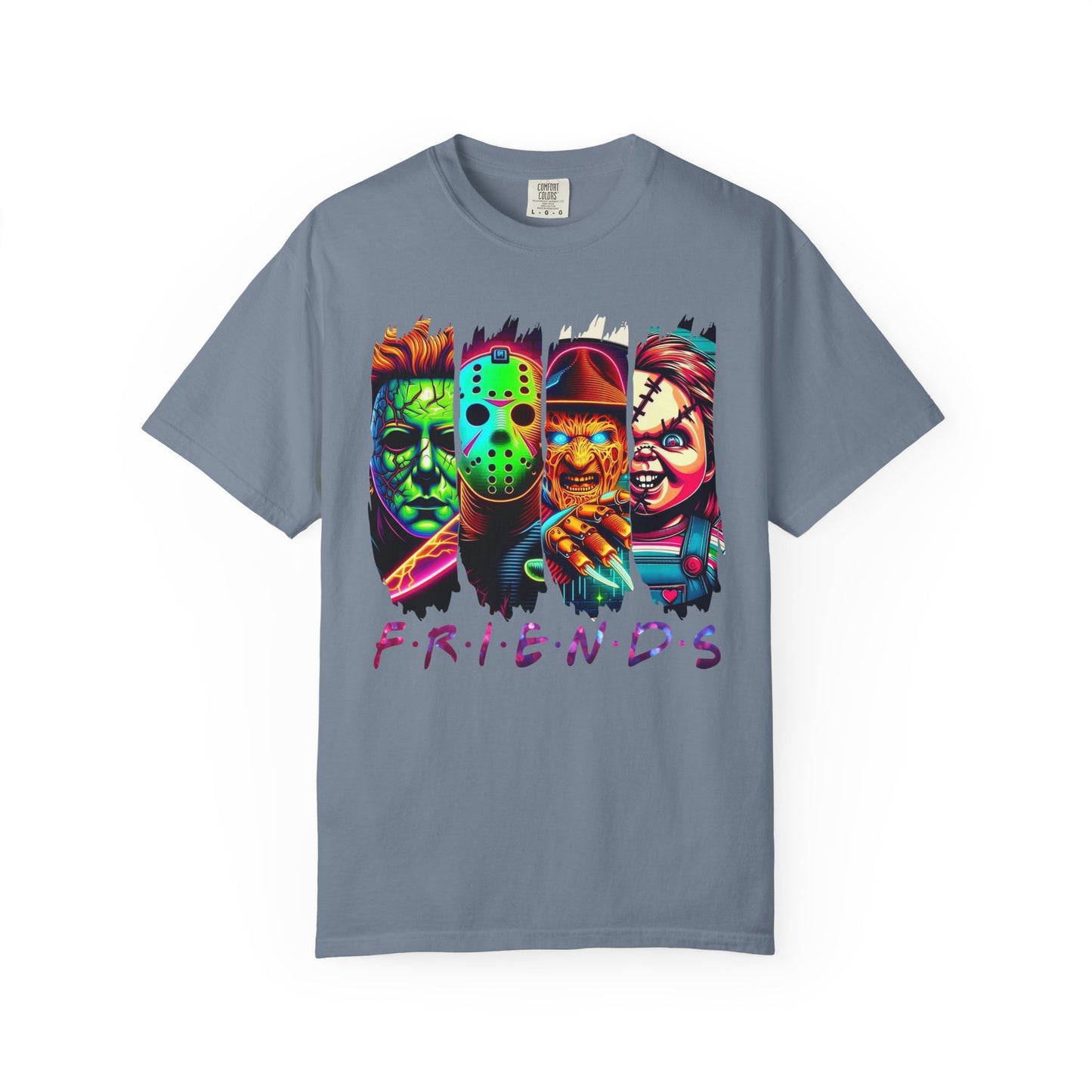 Horror Icons "Friends" T‑Shirt — Neon Retro Slasher Graphic Tee