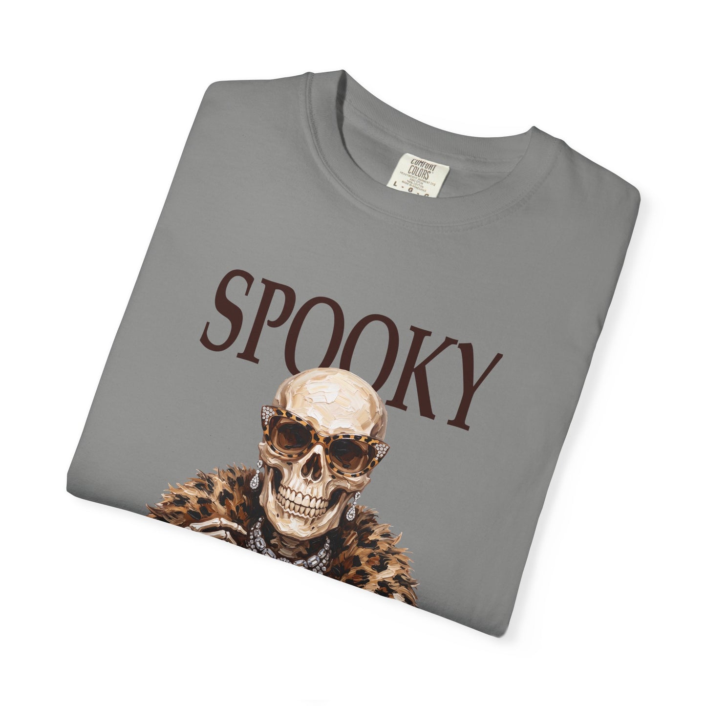 Spooky Skull Leopard  Graphic Tee - Black font