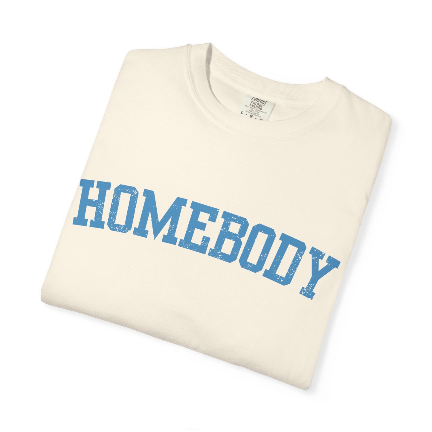 Homebody Graphic Tee  — Blue Collegiate Font