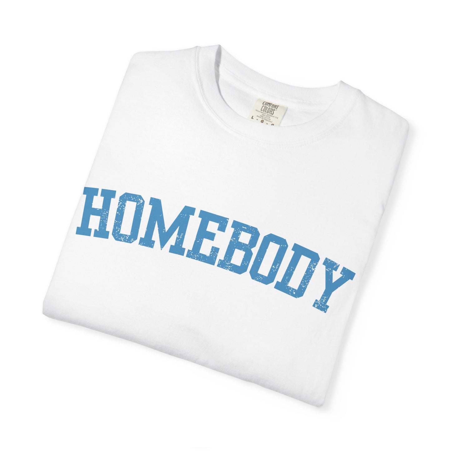 Homebody Graphic Tee  — Blue Collegiate Font