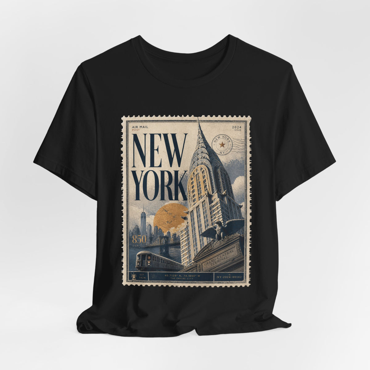 New York Vintage Postage Stamp Graphic T‑Shirt
