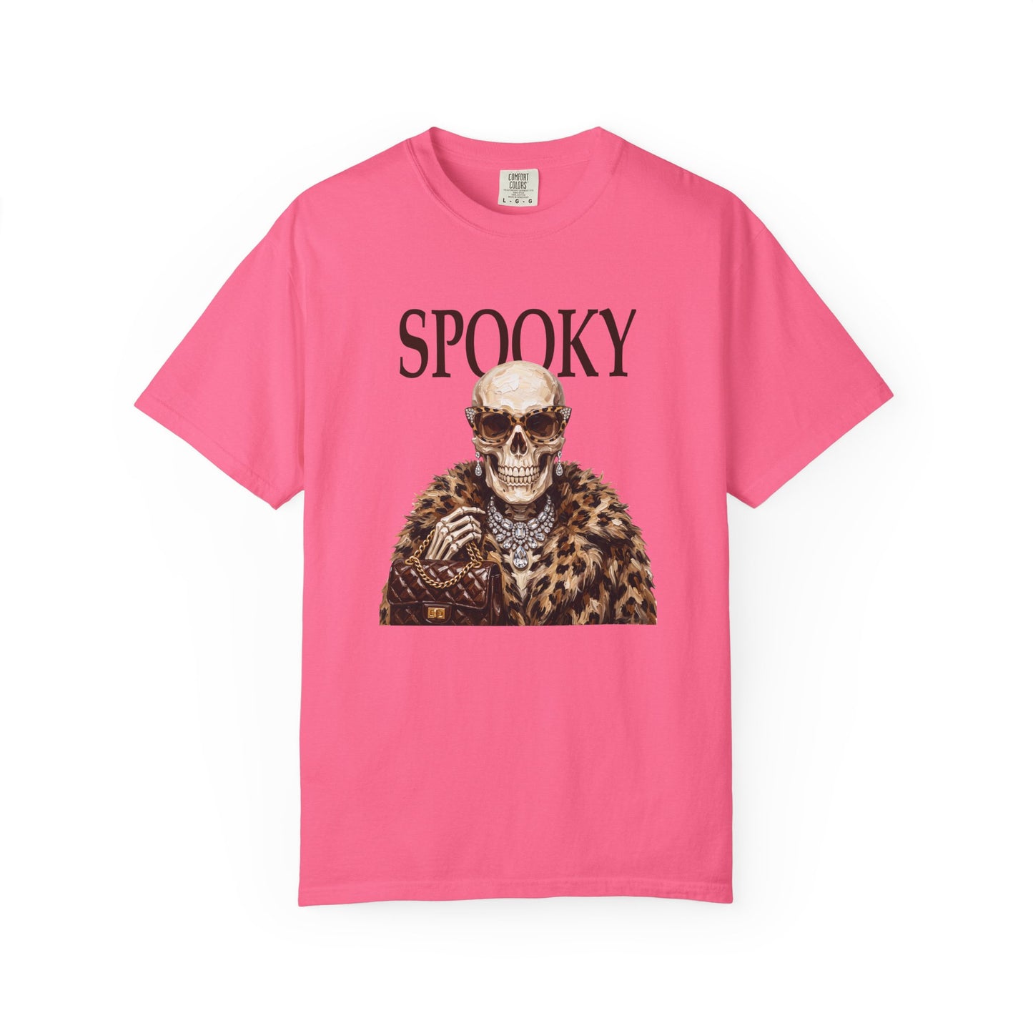 Spooky Skull Leopard  Graphic Tee - Black font