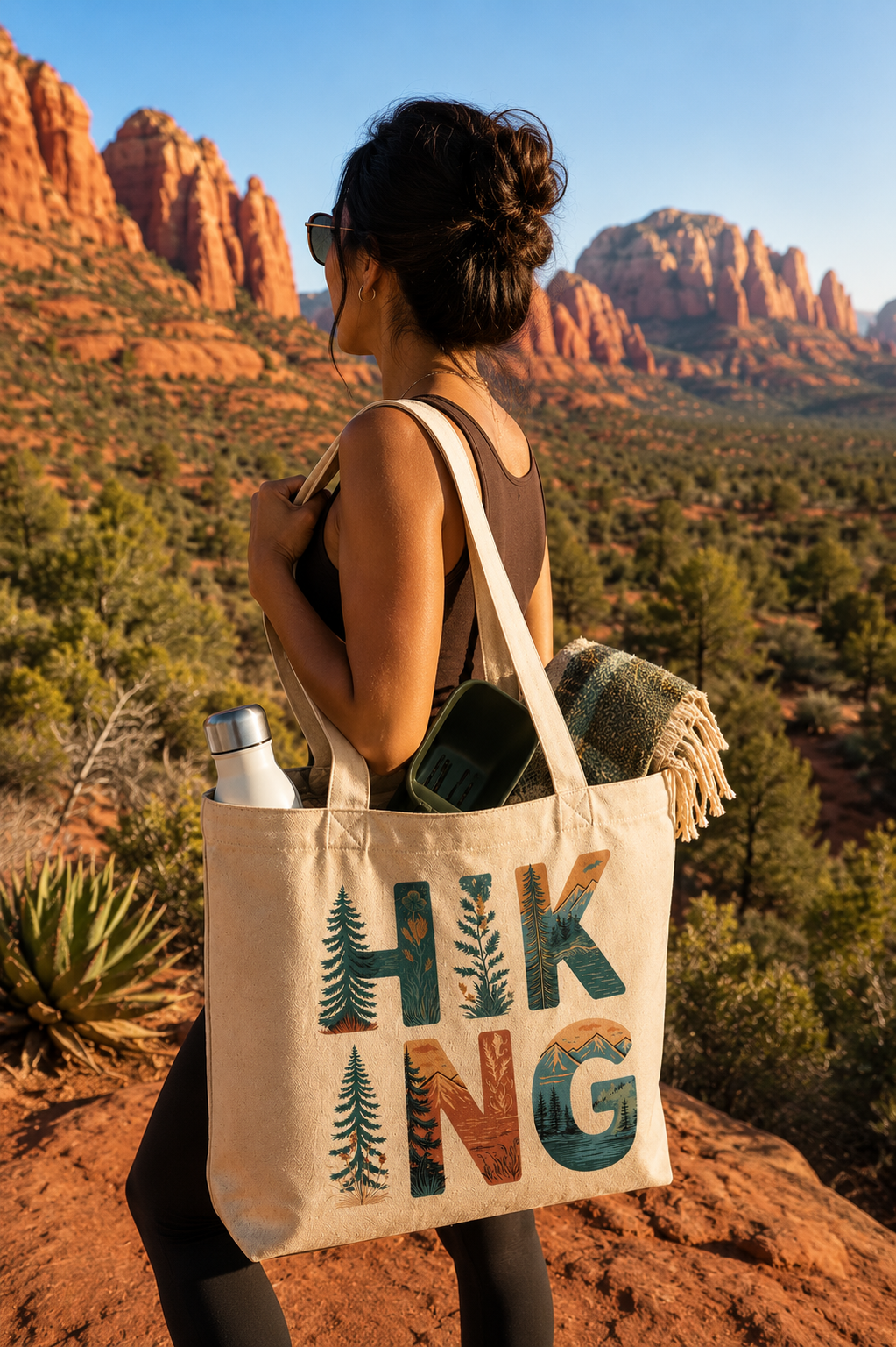 "Hiking" Travel Canvas Tote