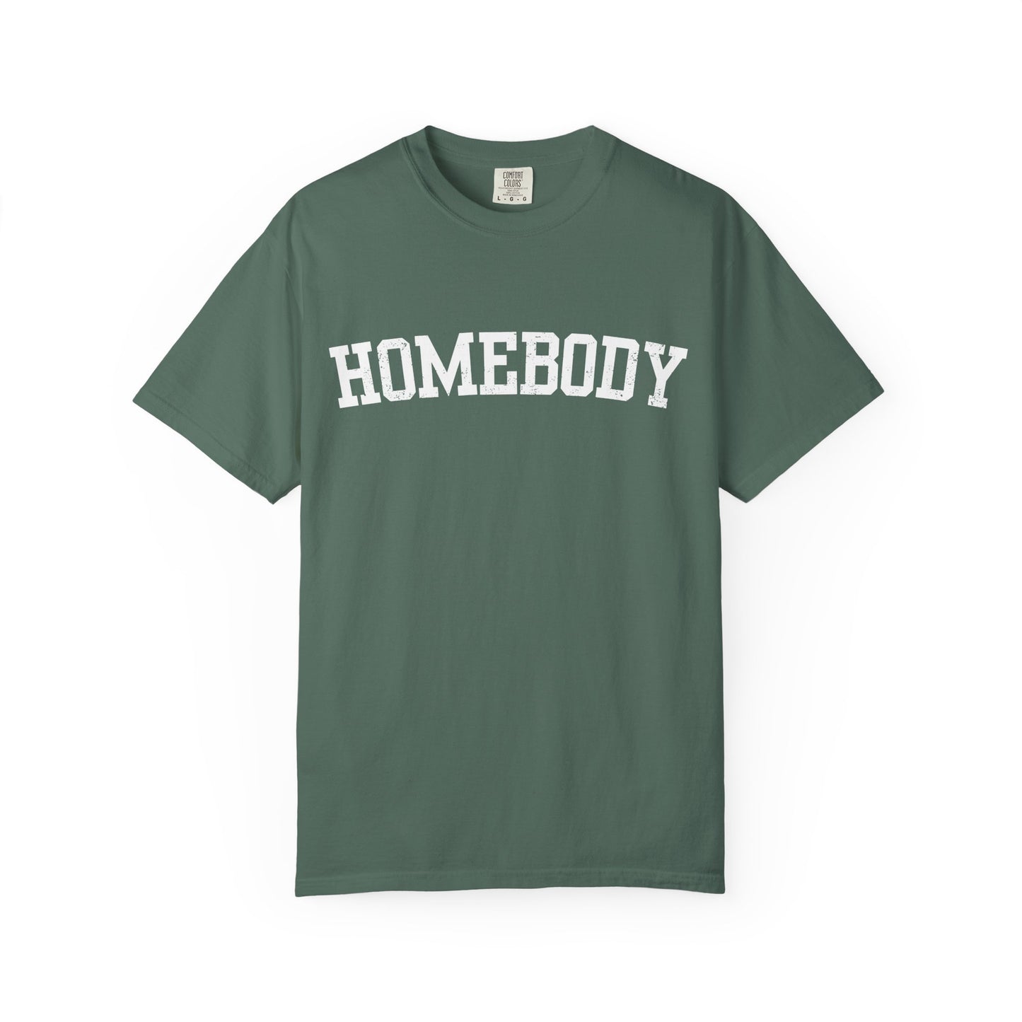 Homebody Graphic Tee  — White Collegiate Font