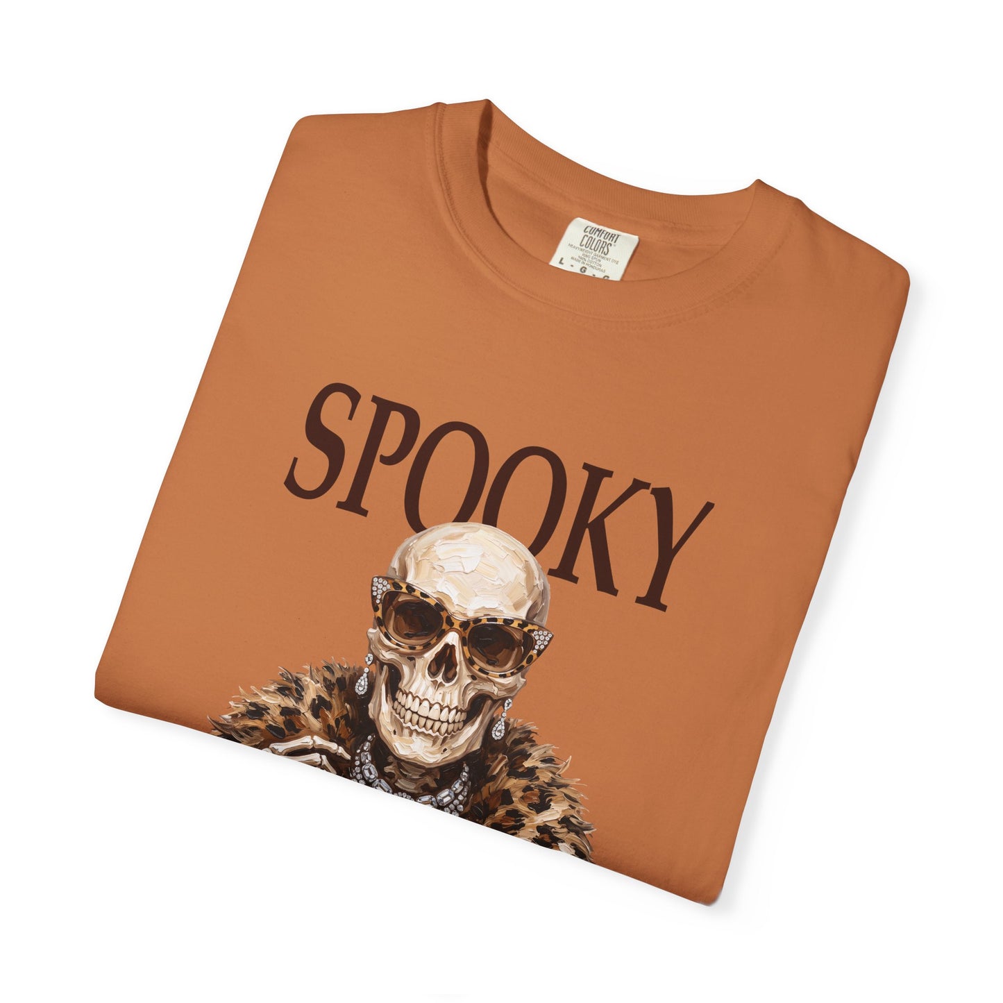 Spooky Skull Leopard  Graphic Tee - Black font