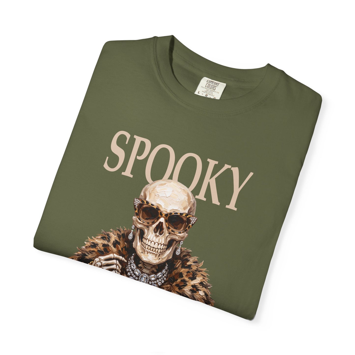 Spooky Skull Leopard  Graphic Tee - White font