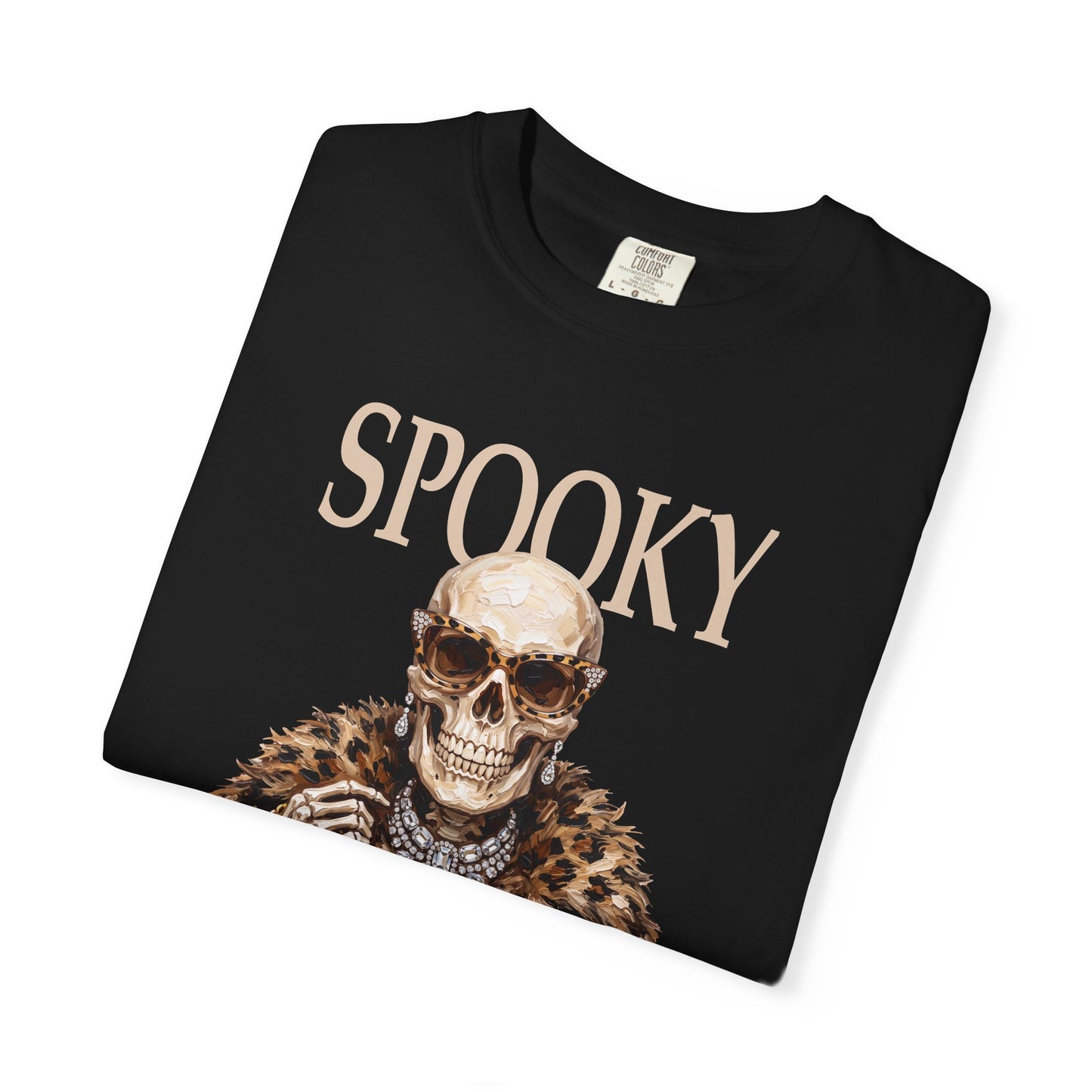 Spooky Skull Leopard  Graphic Tee - White font
