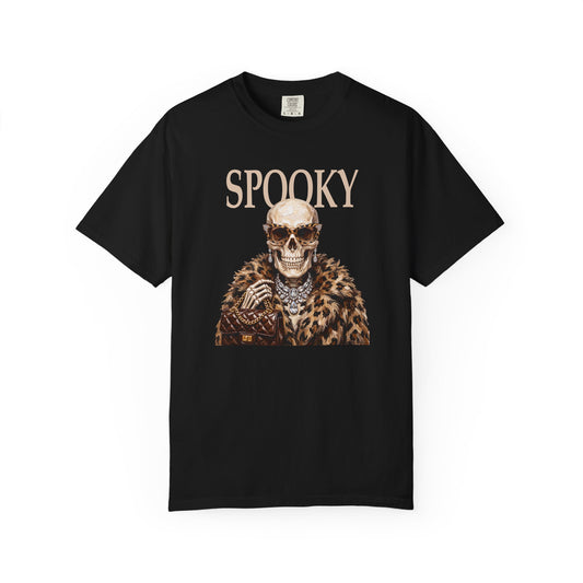 Spooky Skull Leopard  Graphic Tee - White font