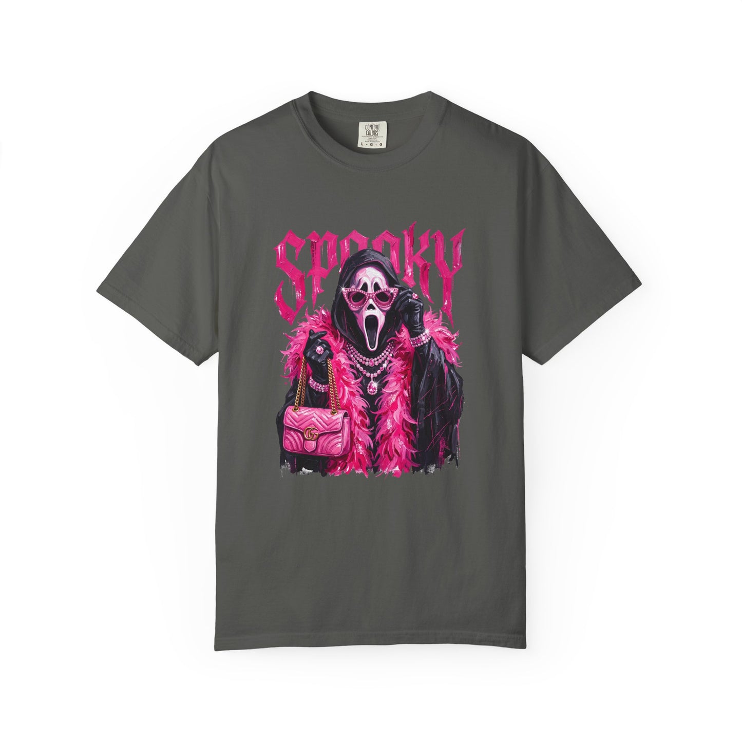 Spooky Pink Fur Ghostface Graphic T-Shirt