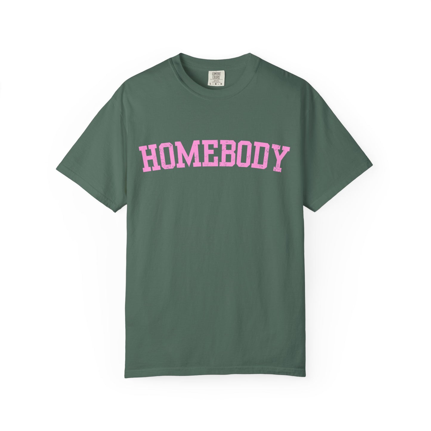 Homebody Graphic Tee  — Pink Collegiate Font