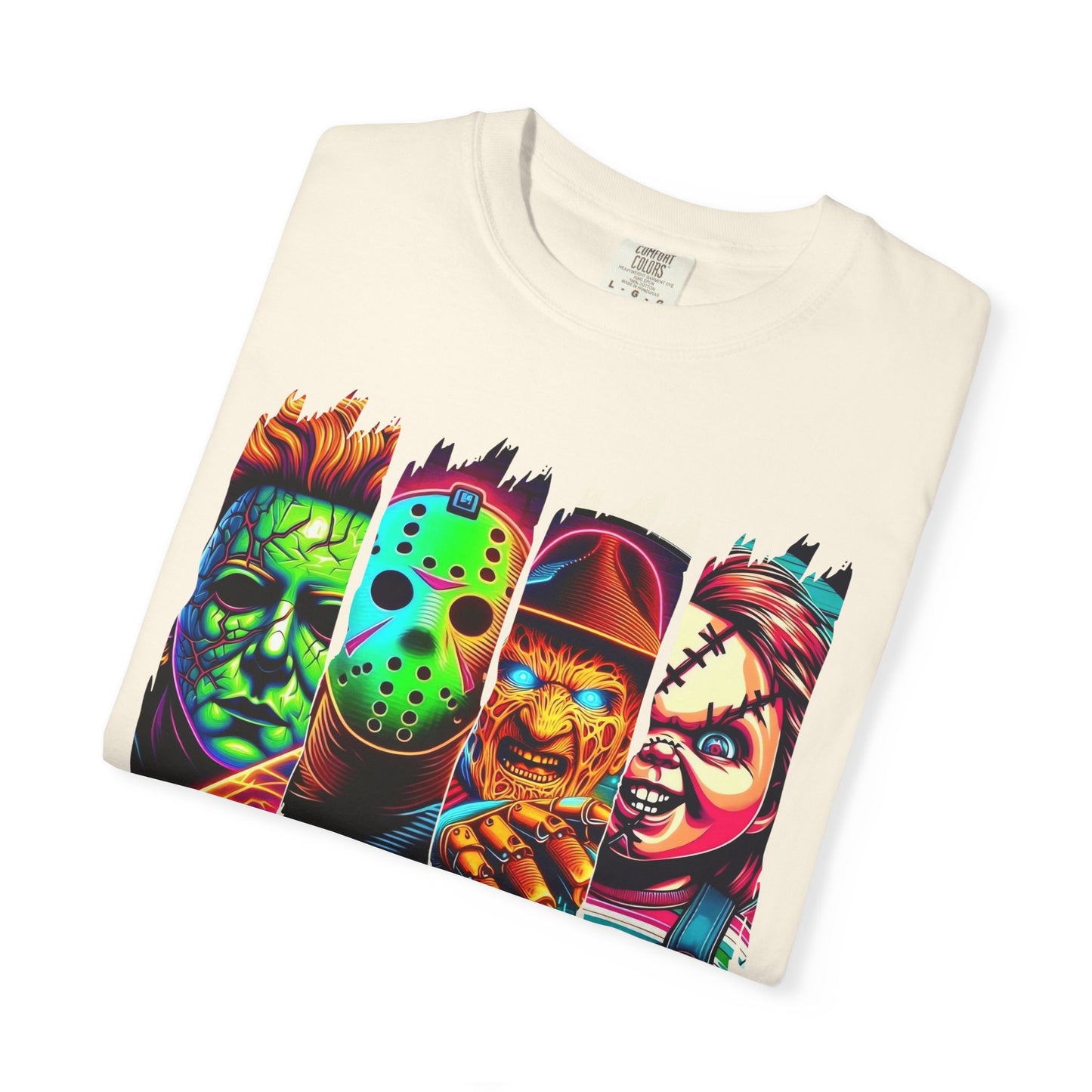 Horror Icons "Friends" T‑Shirt — Neon Retro Slasher Graphic Tee