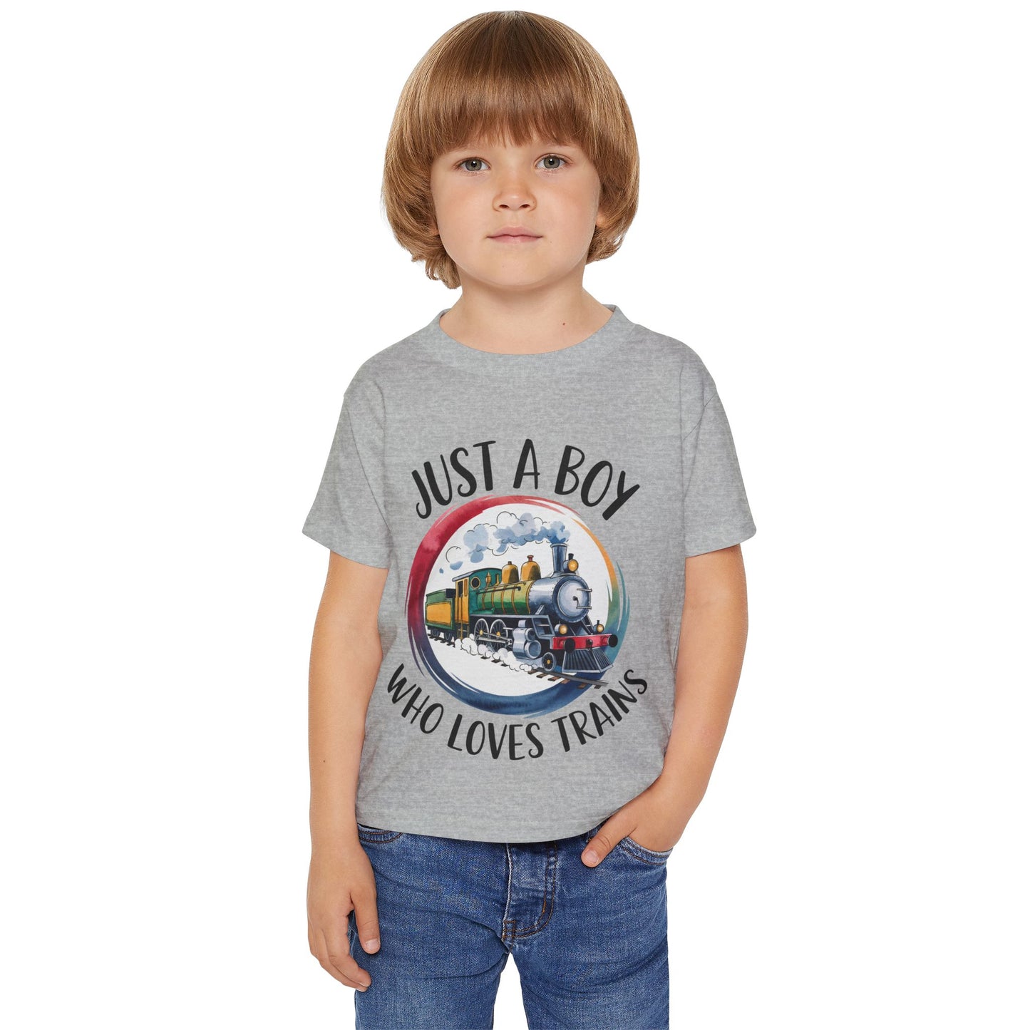 Toddler T-Shirt - "Just a Boy Who Loves Trains" Vintage Steam Engine Tee
