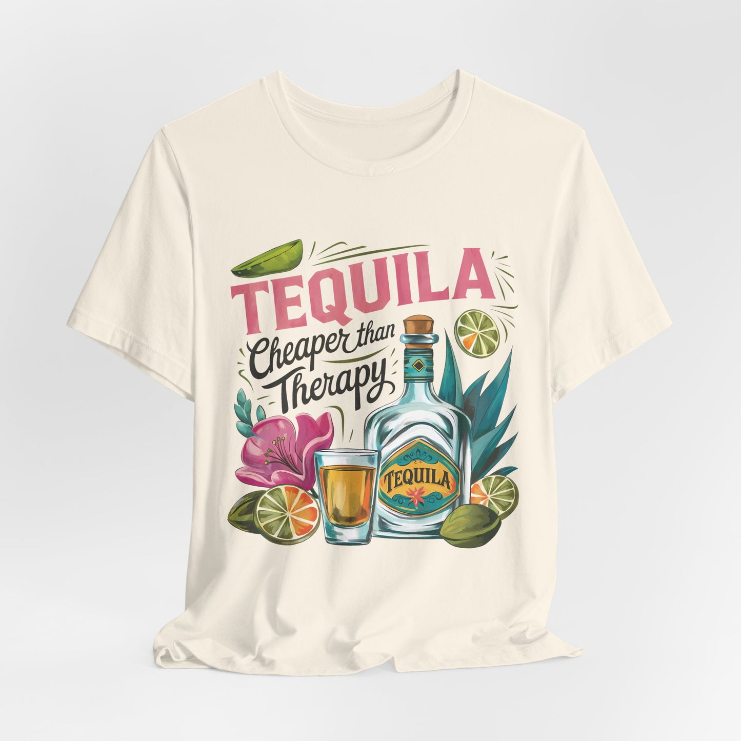 Tequila – “Cheaper than Therapy" Graphic tee - Black font