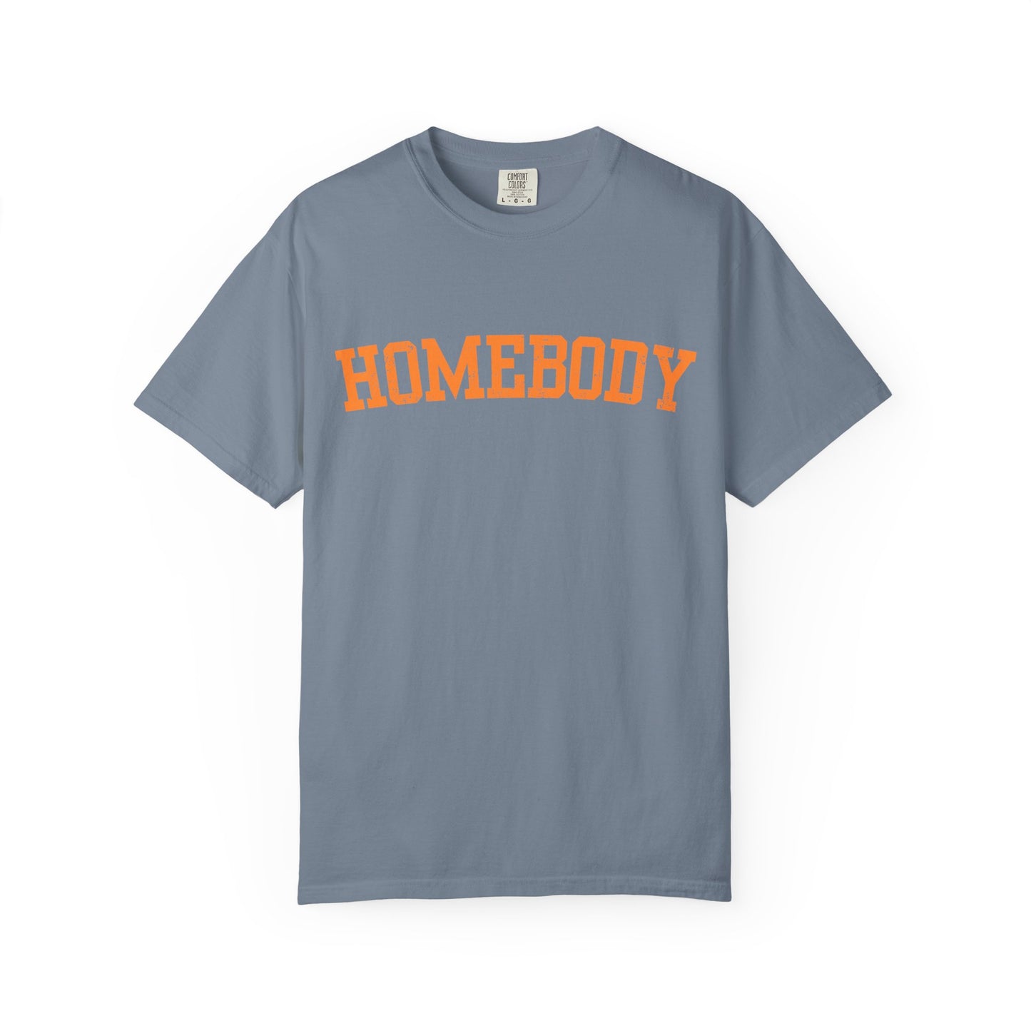 Homebody Graphic Tee  — Orange Collegiate Font