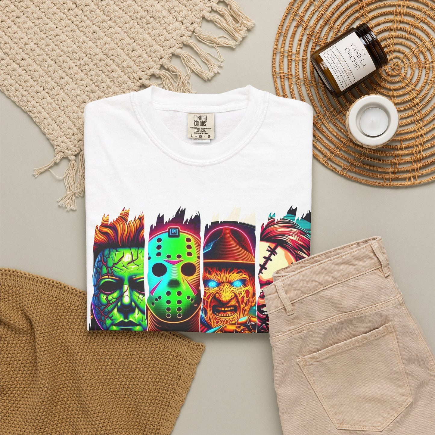 Horror Icons "Friends" T‑Shirt — Neon Retro Slasher Graphic Tee