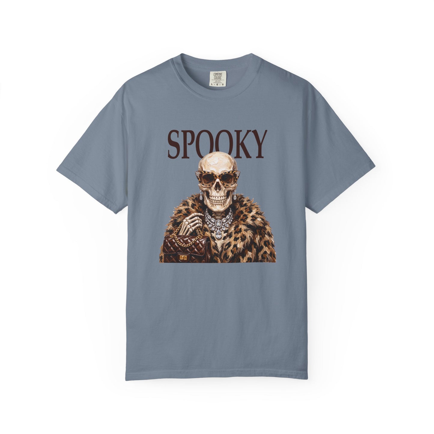 Spooky Skull Leopard  Graphic Tee - Black font