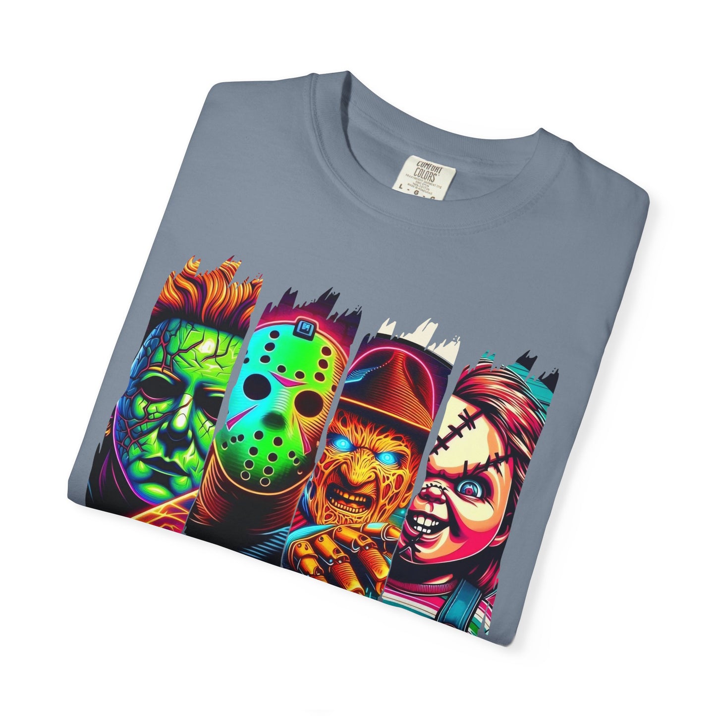 Horror Icons "Friends" T‑Shirt — Neon Retro Slasher Graphic Tee