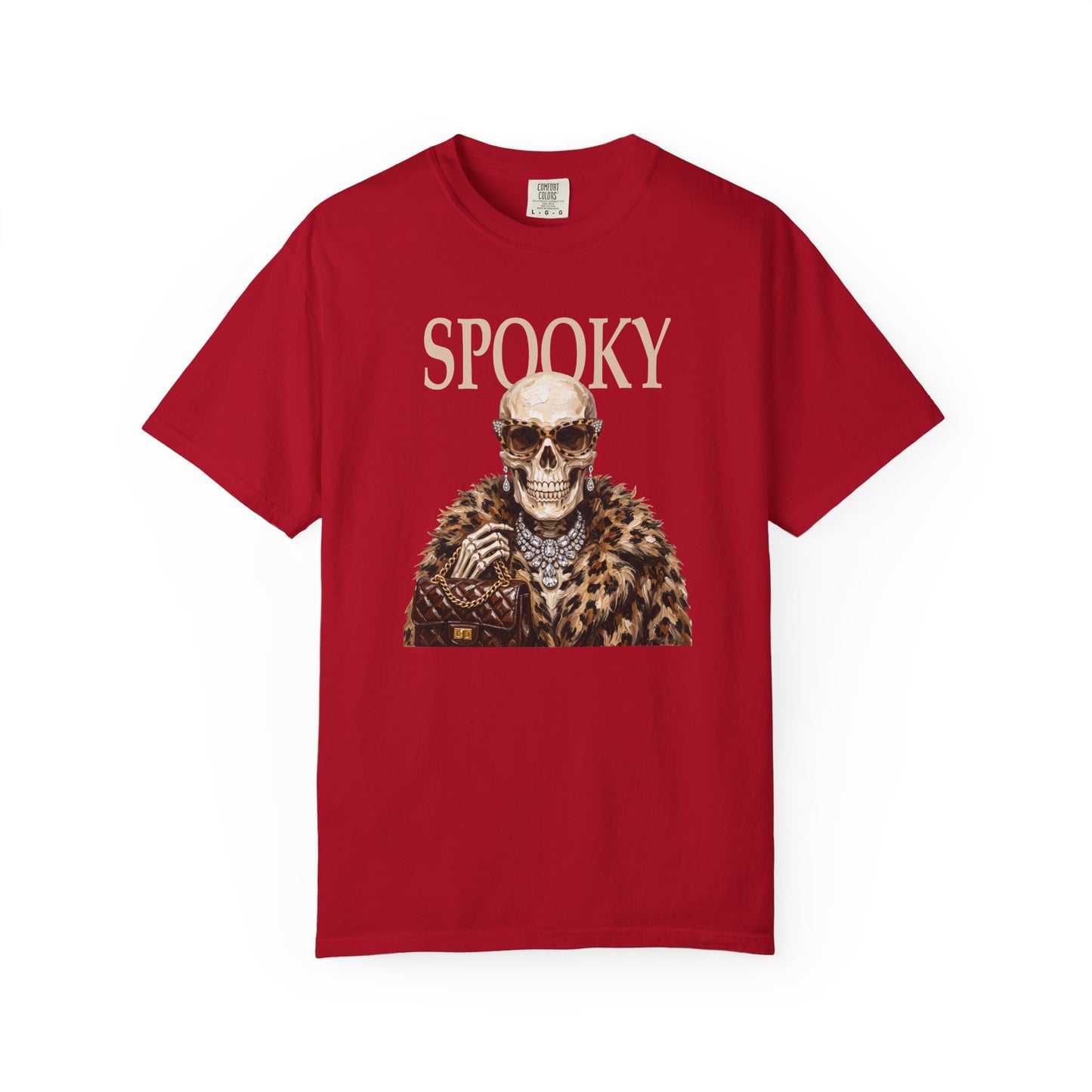 Spooky Skull Leopard  Graphic Tee - White font