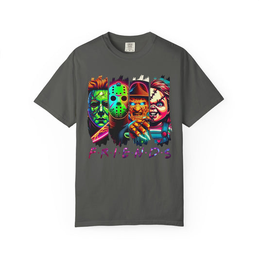 Horror Icons "Friends" T‑Shirt — Neon Retro Slasher Graphic Tee
