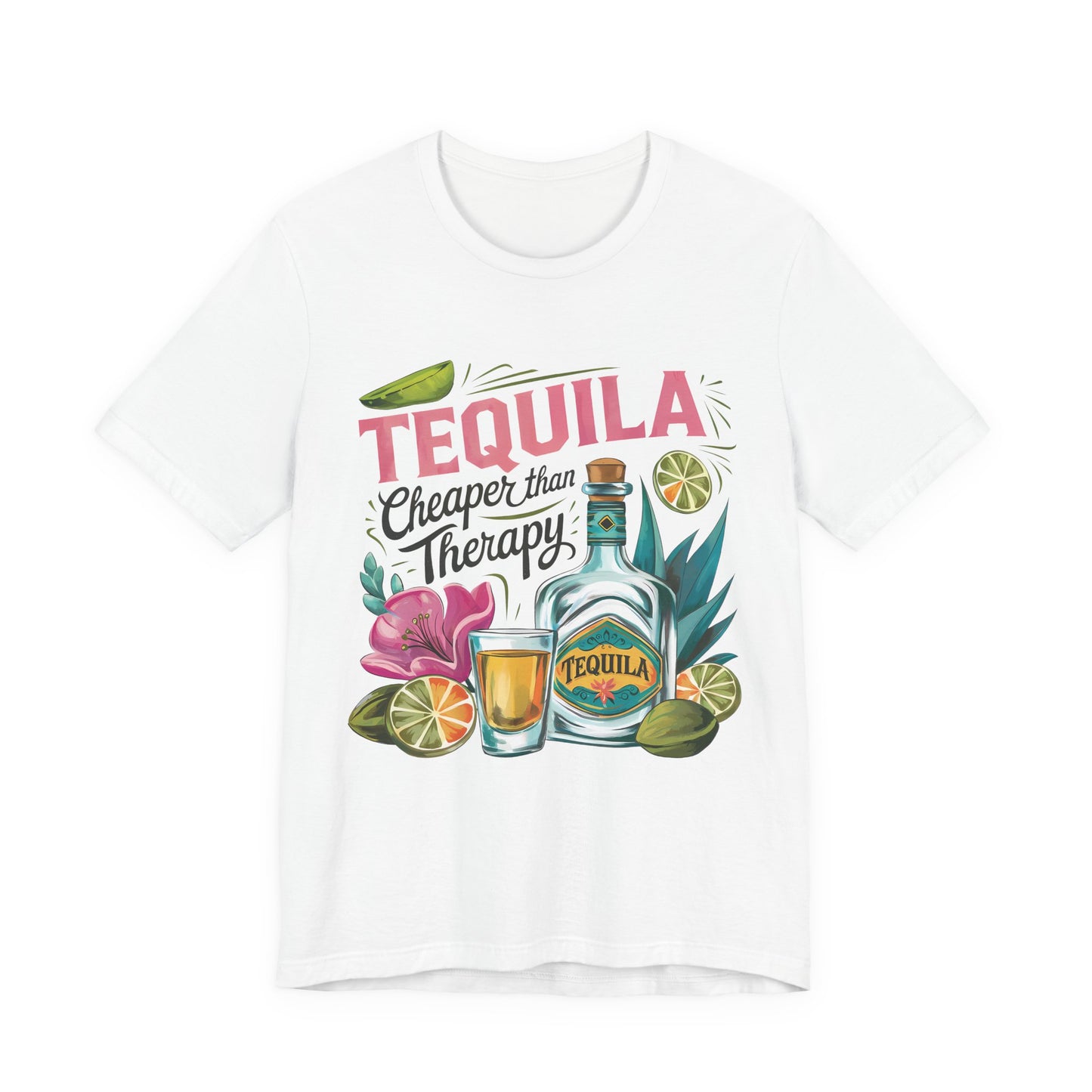 Tequila – “Cheaper than Therapy" Graphic tee - Black font