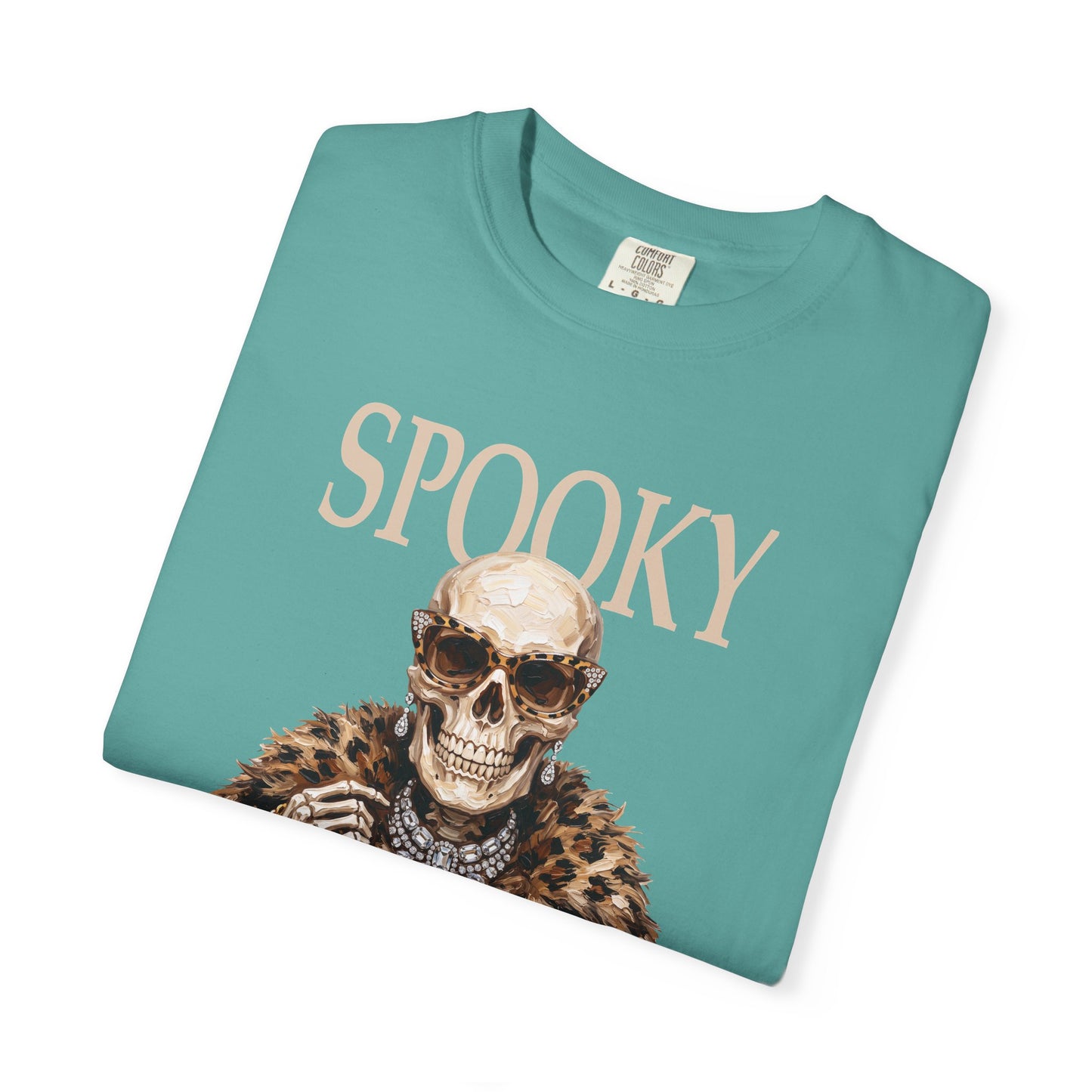 Spooky Skull Leopard  Graphic Tee - White font