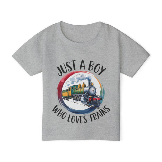 Toddler T-Shirt - "Just a Boy Who Loves Trains" Vintage Steam Engine Tee