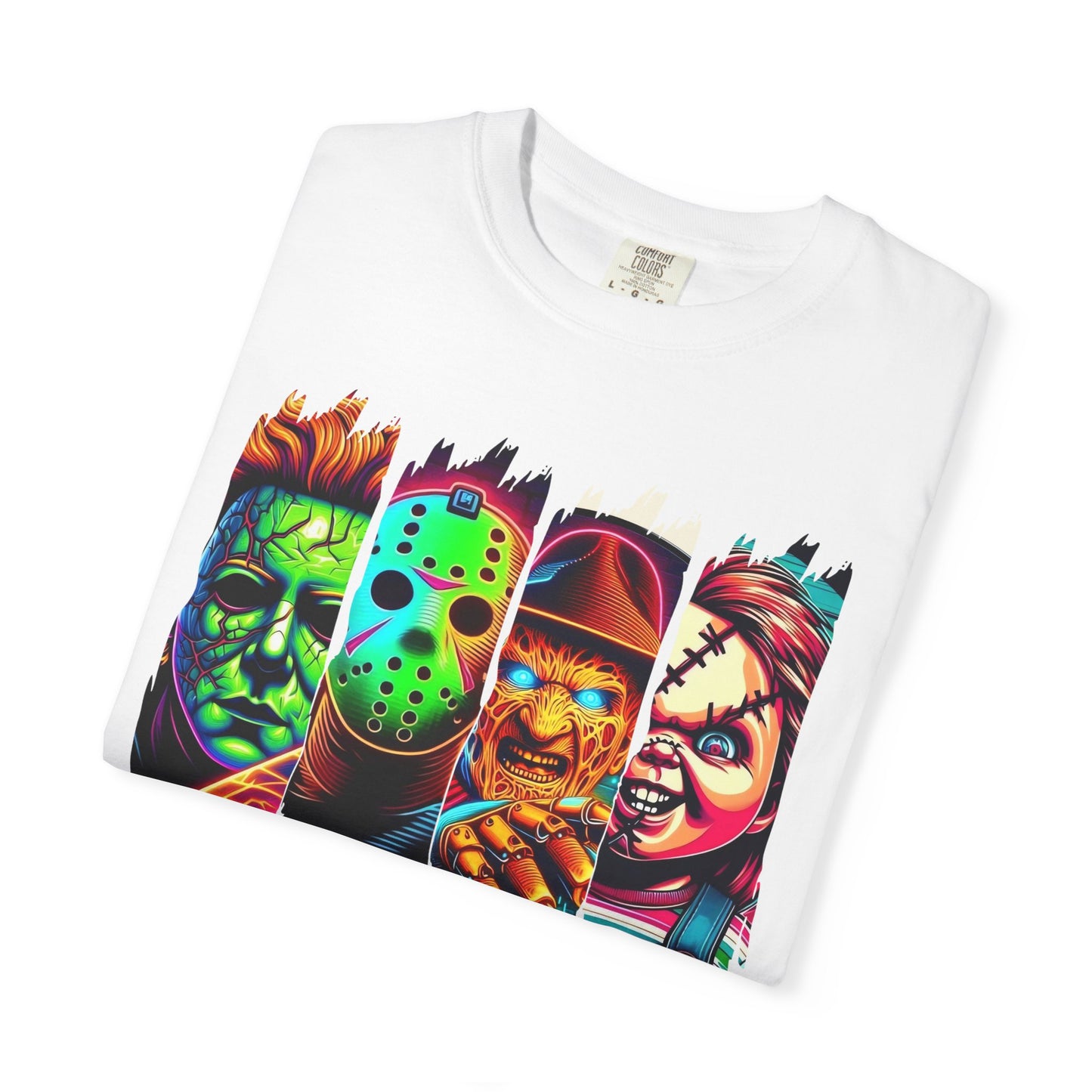 Horror Icons "Friends" T‑Shirt — Neon Retro Slasher Graphic Tee