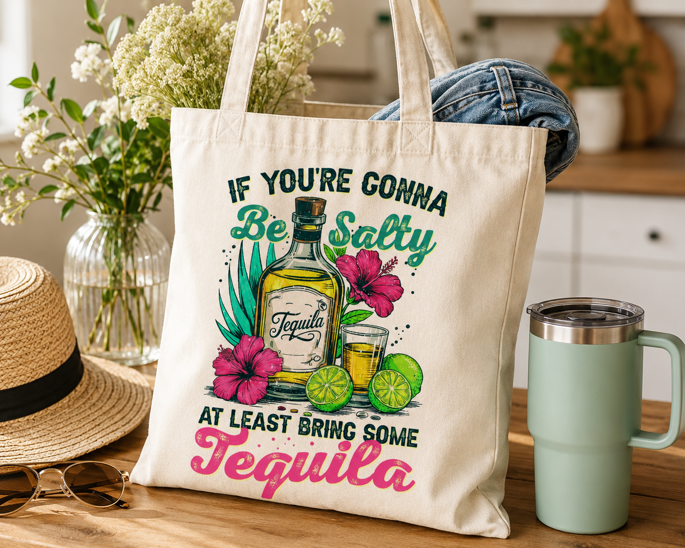 "If You're Gonna Be Salty, At Least Bring Some Tequila" Canvas Tote