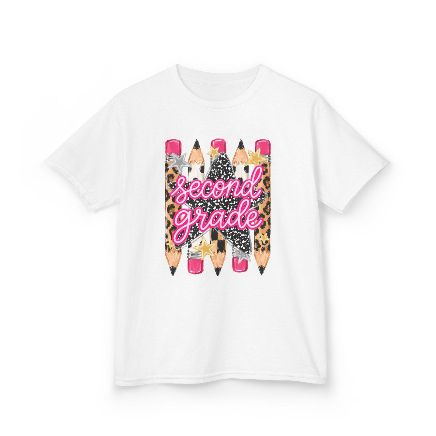 Second Grade Kids T-Shirt - Leopard Pencil Back-to-School Tee