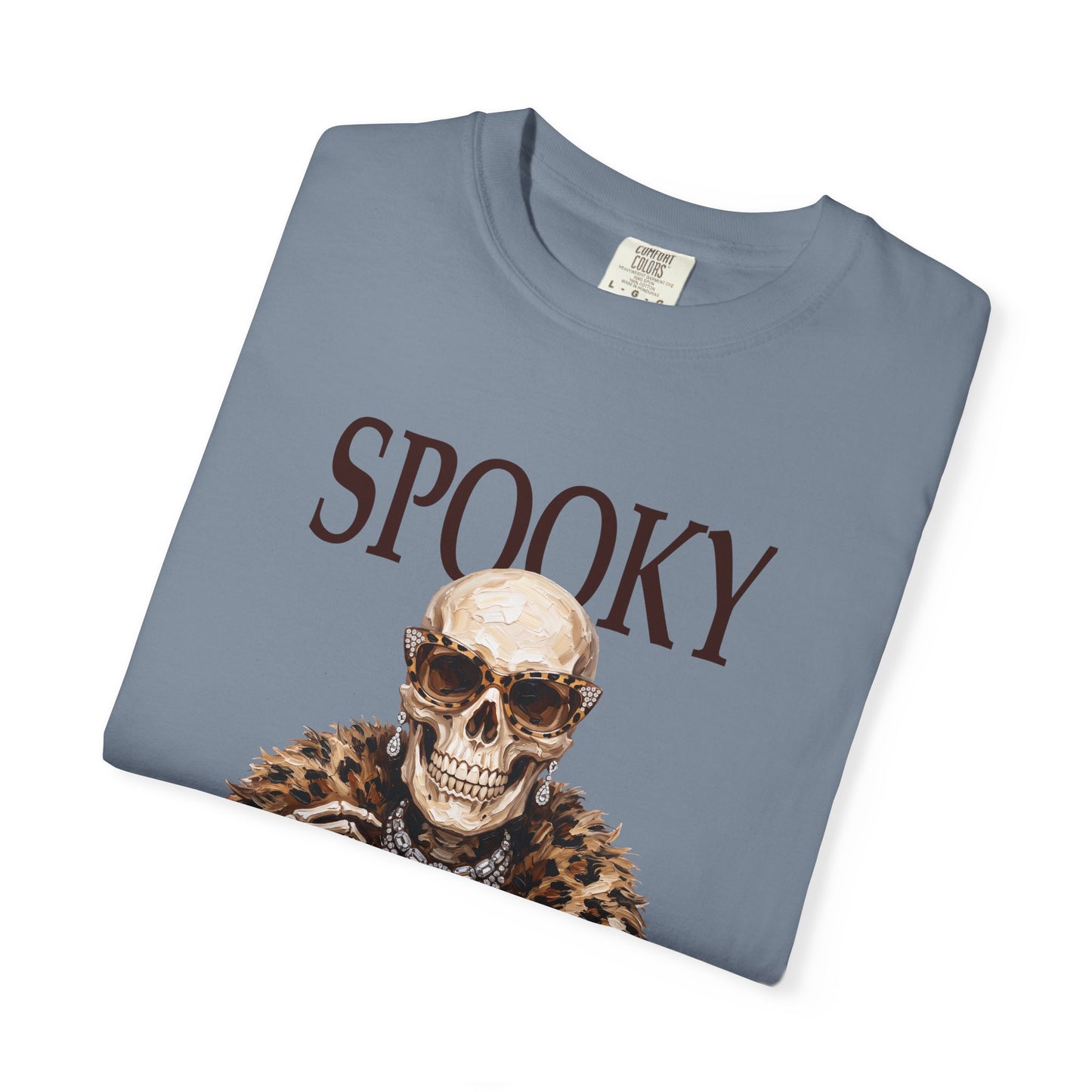 Spooky Skull Leopard  Graphic Tee - Black font