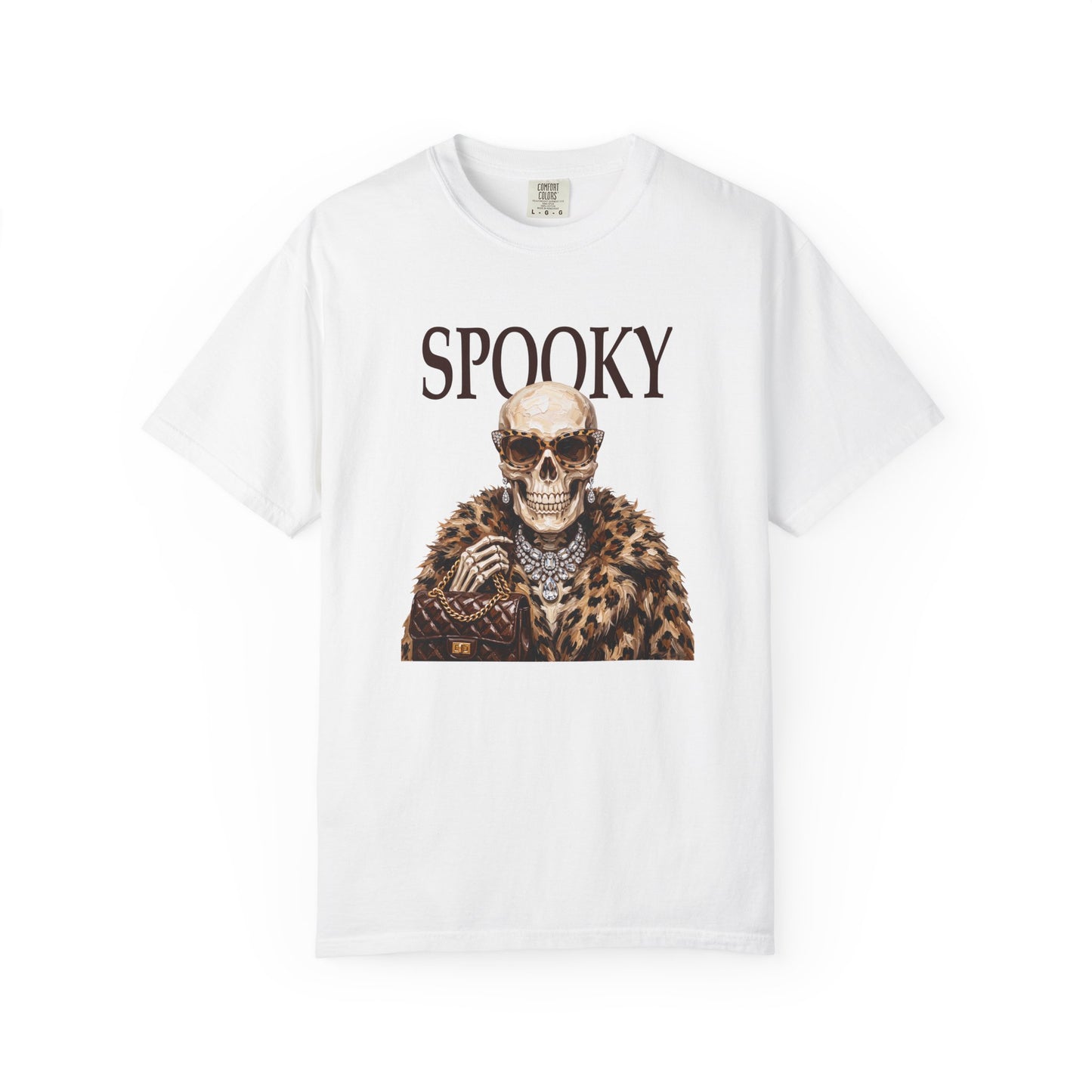 Spooky Skull Leopard  Graphic Tee - Black font