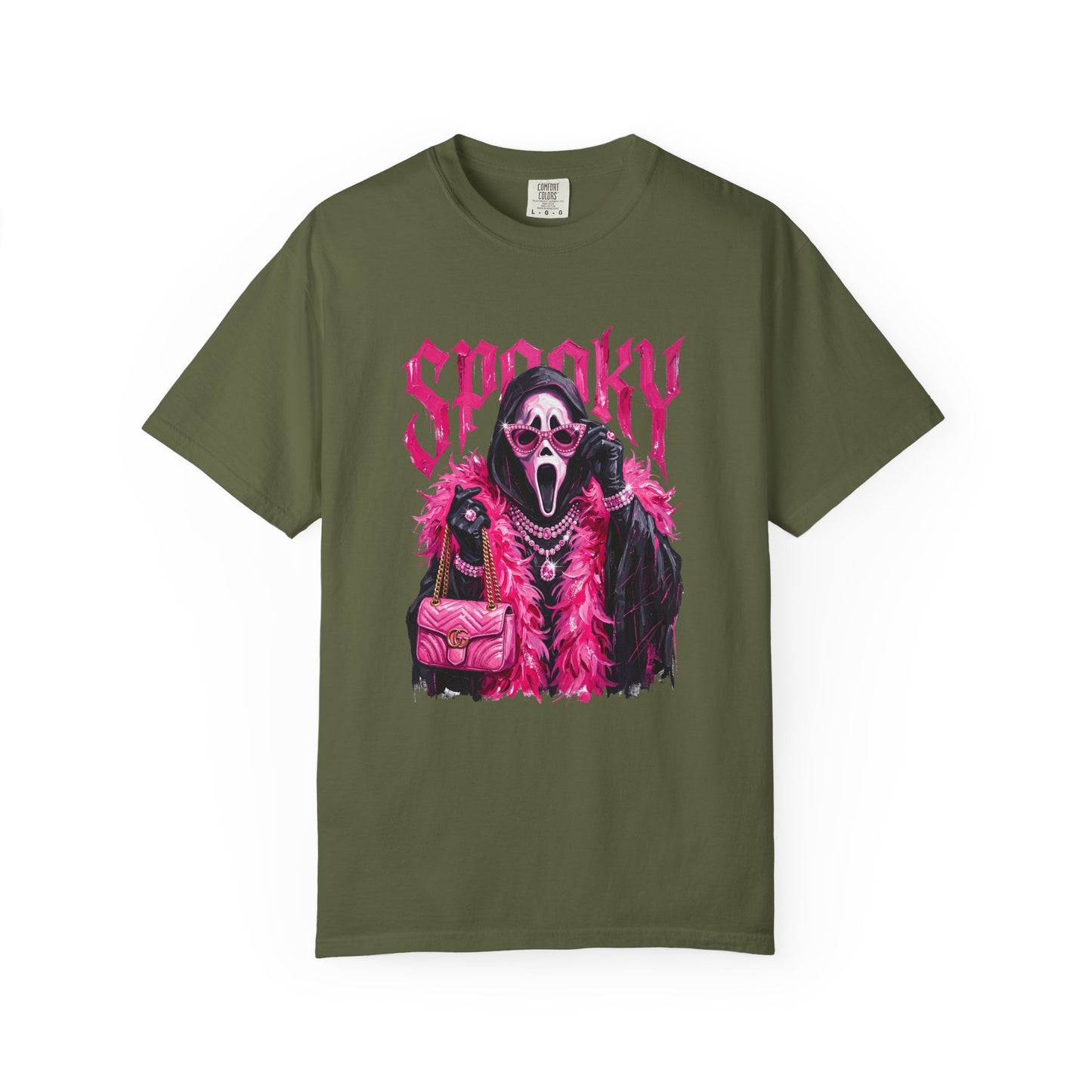 Spooky Pink Fur Ghostface Graphic T-Shirt