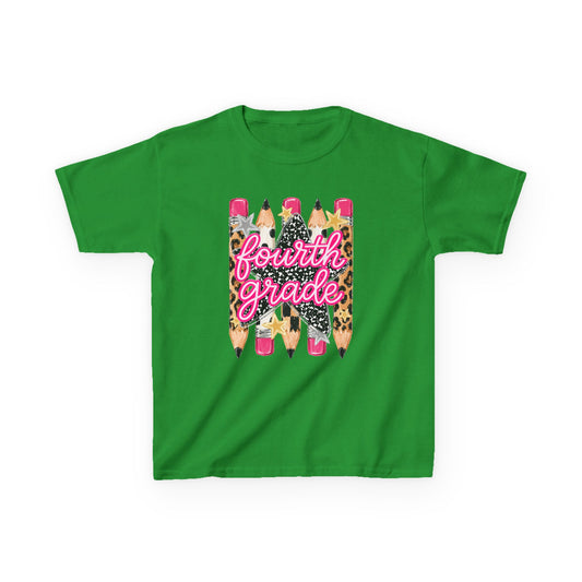 Fourth Grade Kids T‑Shirt — Leopard Pencil Back to School Tee