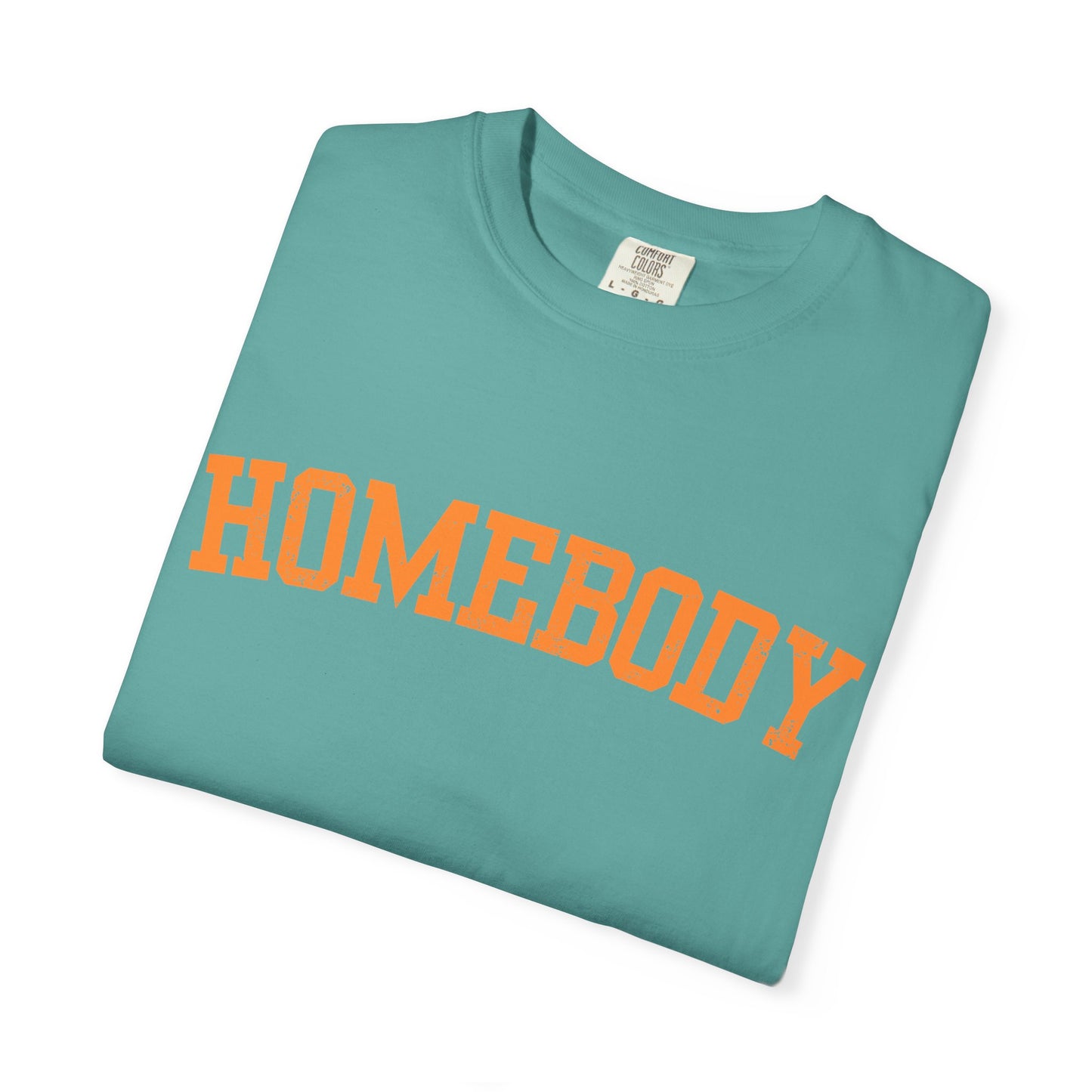 Homebody Graphic Tee  — Orange Collegiate Font