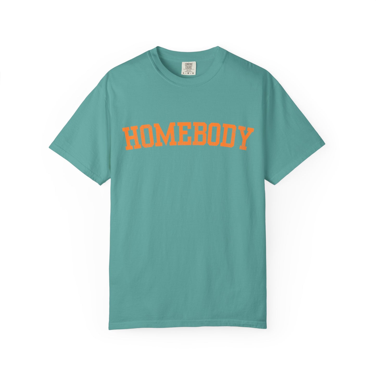 Homebody Graphic Tee  — Orange Collegiate Font