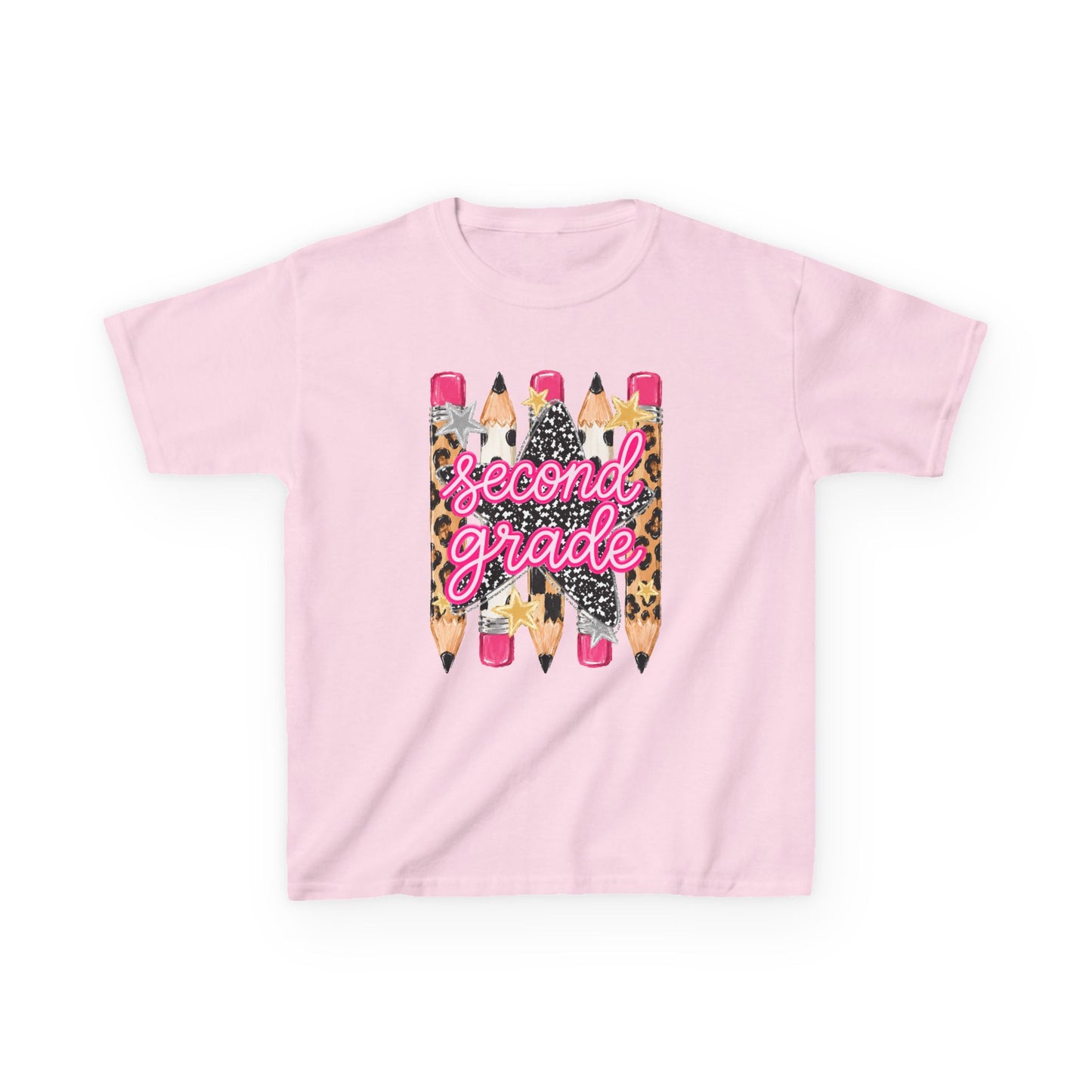 Second Grade Kids T-Shirt - Leopard Pencil Back-to-School Tee