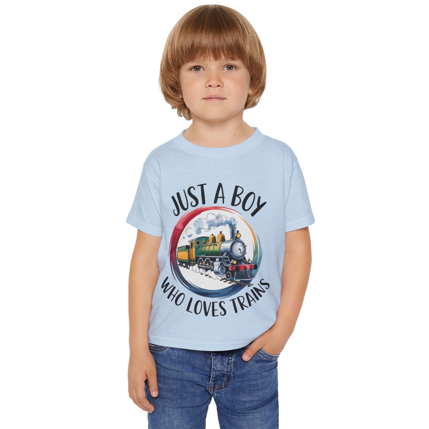 Toddler T-Shirt - "Just a Boy Who Loves Trains" Vintage Steam Engine Tee