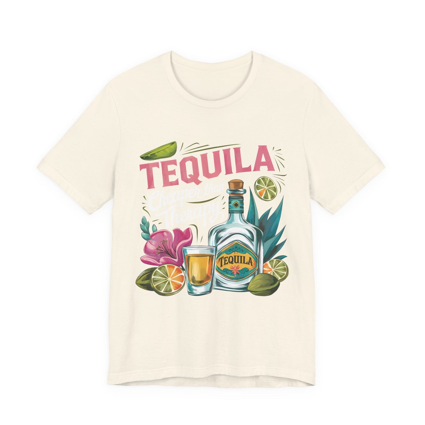Tequila – “Cheaper than Therapy" Graphic tee - White font